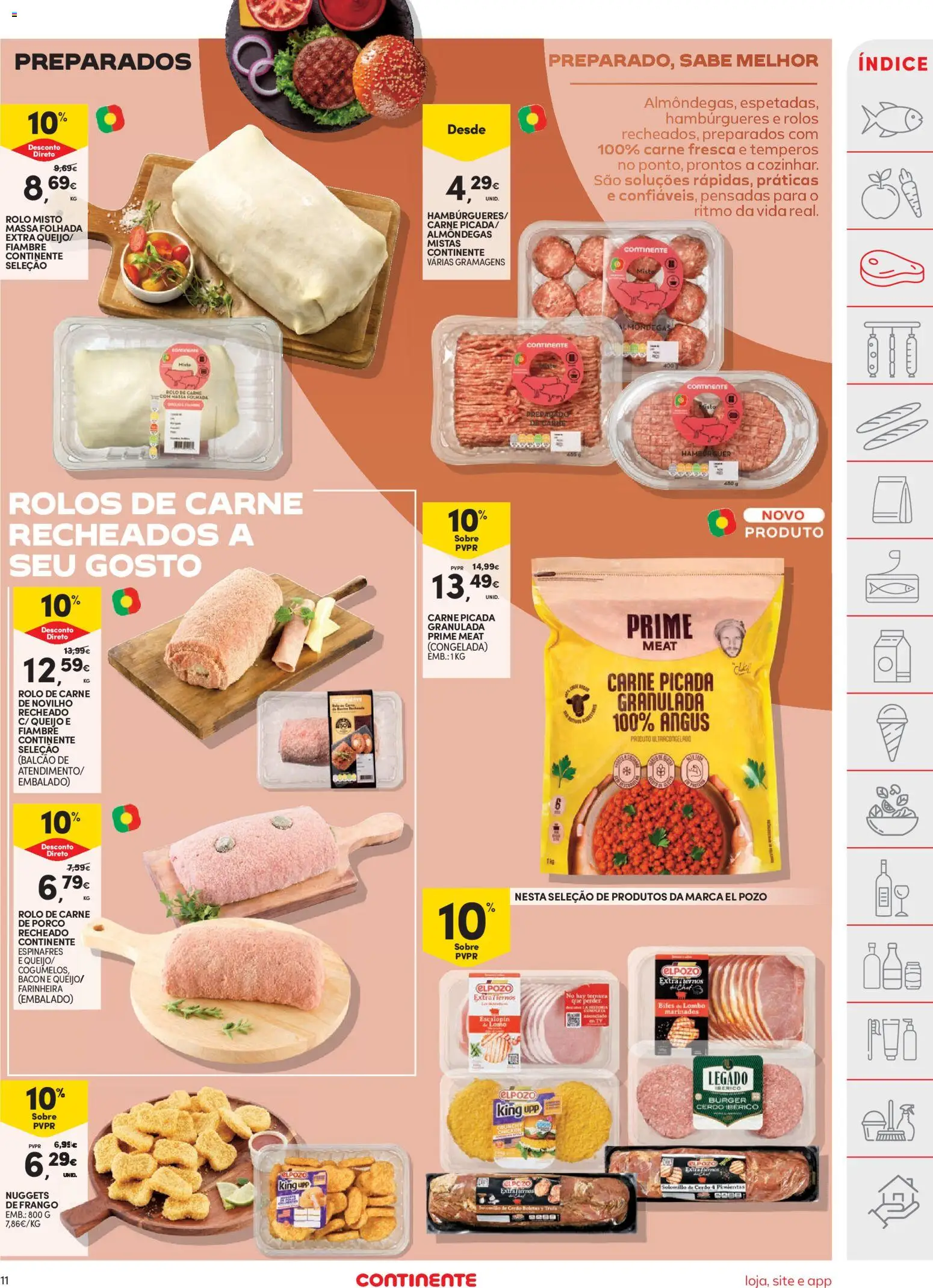 Continente folheto │ válido de 14.04.2026 | Página: 11 | Produtos: Espinafres, Bacon, Queijo, Lombo