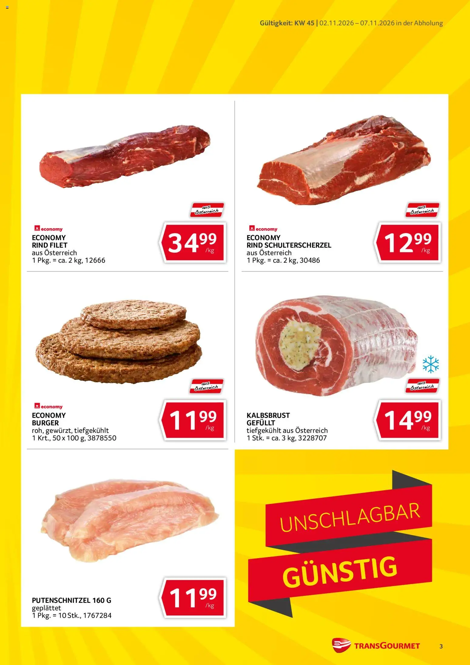 Transgourmet Abhol Aktion gültig ab 02.11.2026 | Seite: 3 | Produkte: Burger