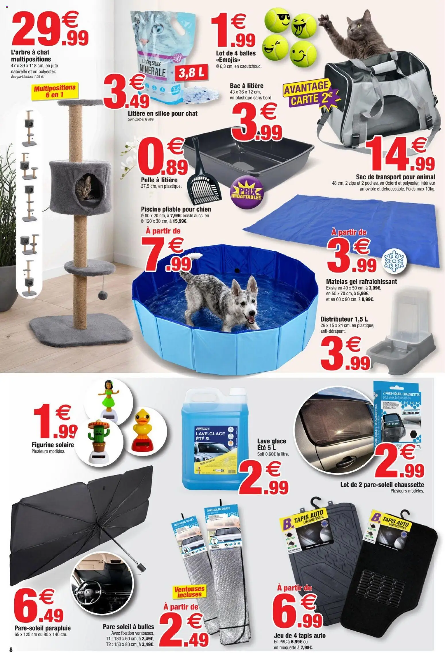 {H1} | Page: 8 | Produits: Poids, Litière, Tapis, Parapluie