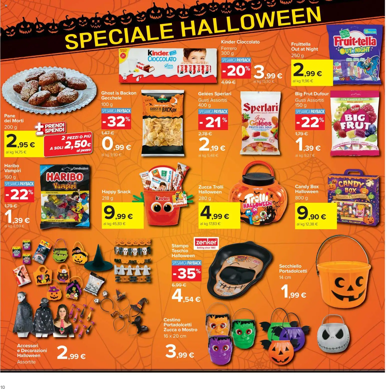 Volantino Carrefour del 23/10/2026 | Pagina: 10 | Prodotti: Pane, Frutta, Succo di frutta, Decorazioni