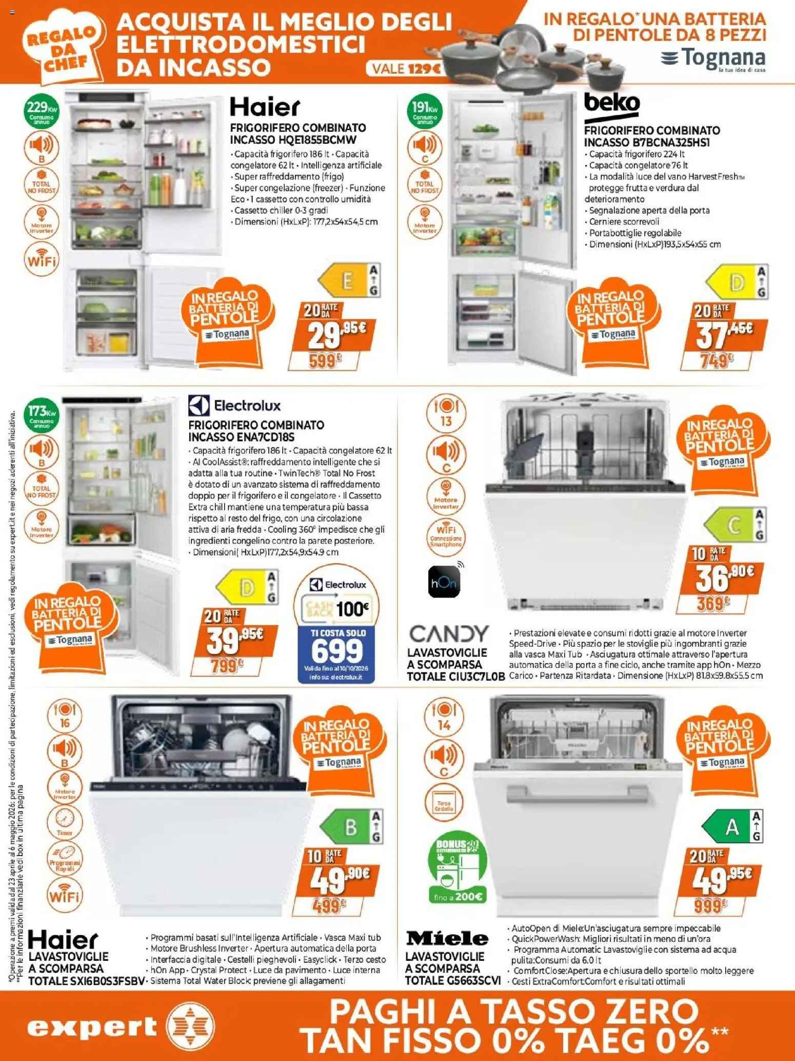 Volantino Expert del 23.04.2026 | Pagina: 5 | Prodotti: Acqua, Lavastoviglie, Miele, Batteria