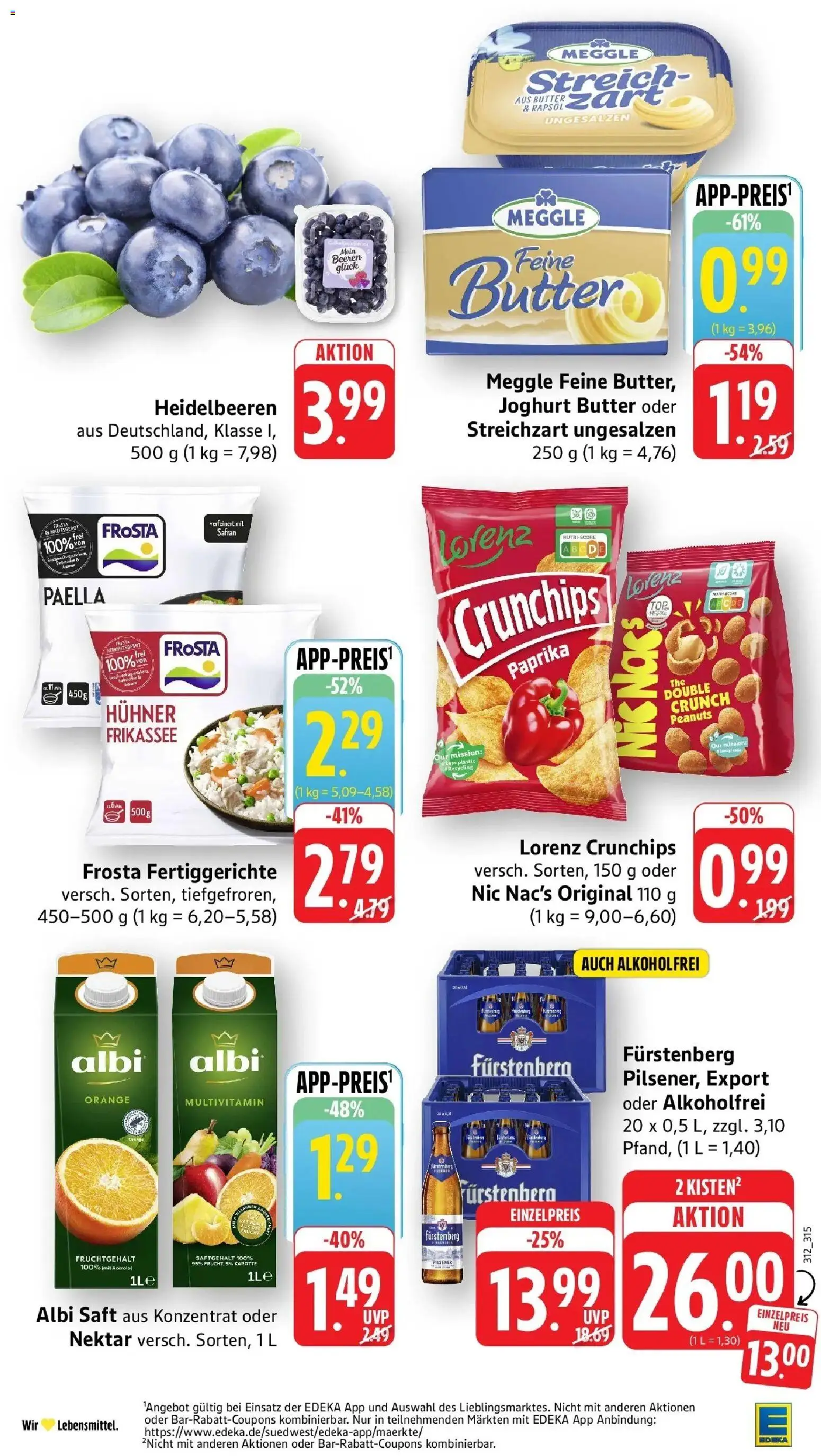 Edeka Prospekt Laufenburg – gültig ab 13.07.2026 | Seite: 2 | Produkte: Butter, Heidelbeeren, Paprika, Saft
