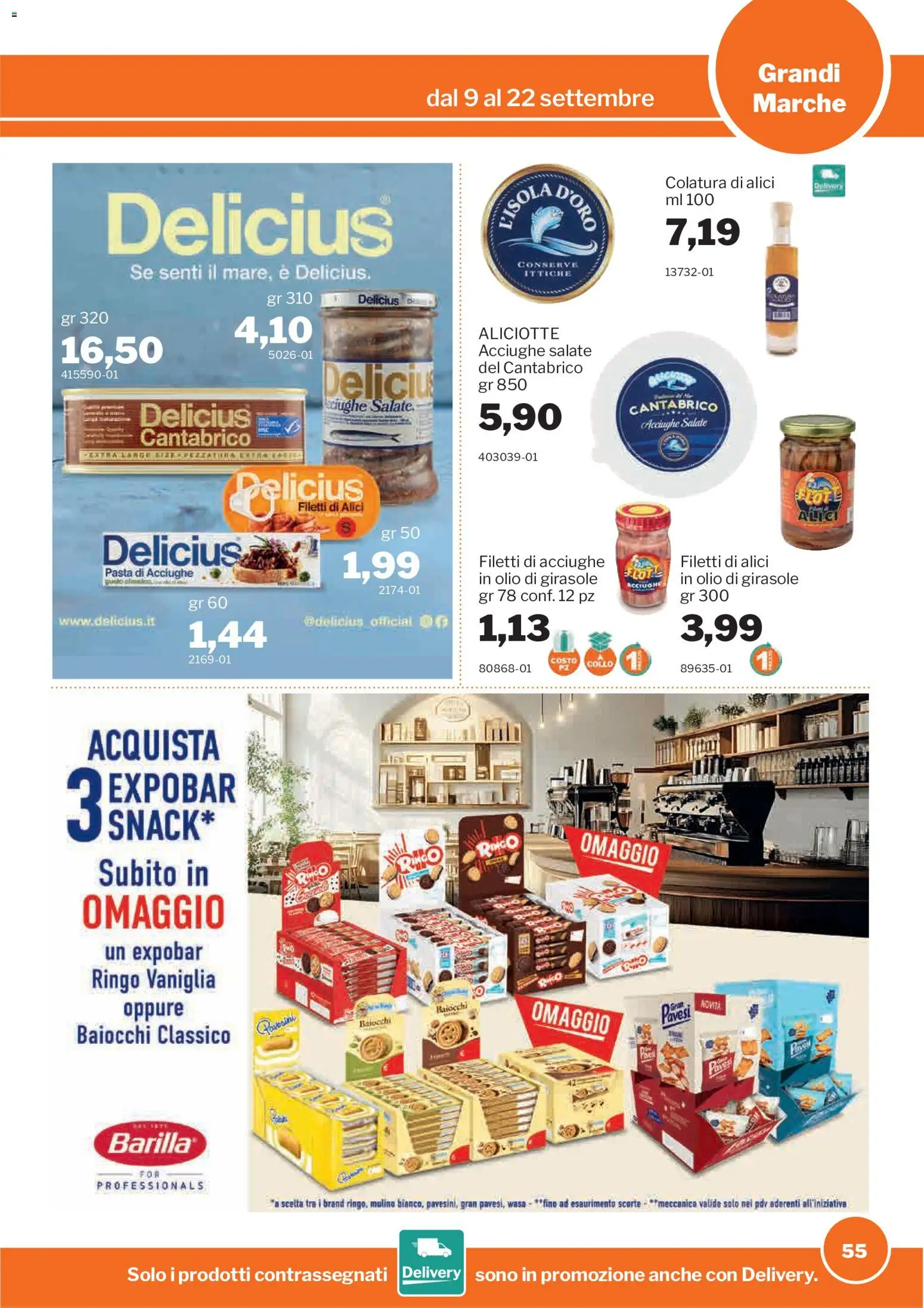 Volantino Sogegross del 09/09/2026 | Pagina: 55 | Prodotti: Pasta, Collo, Olio di girasole, Alici