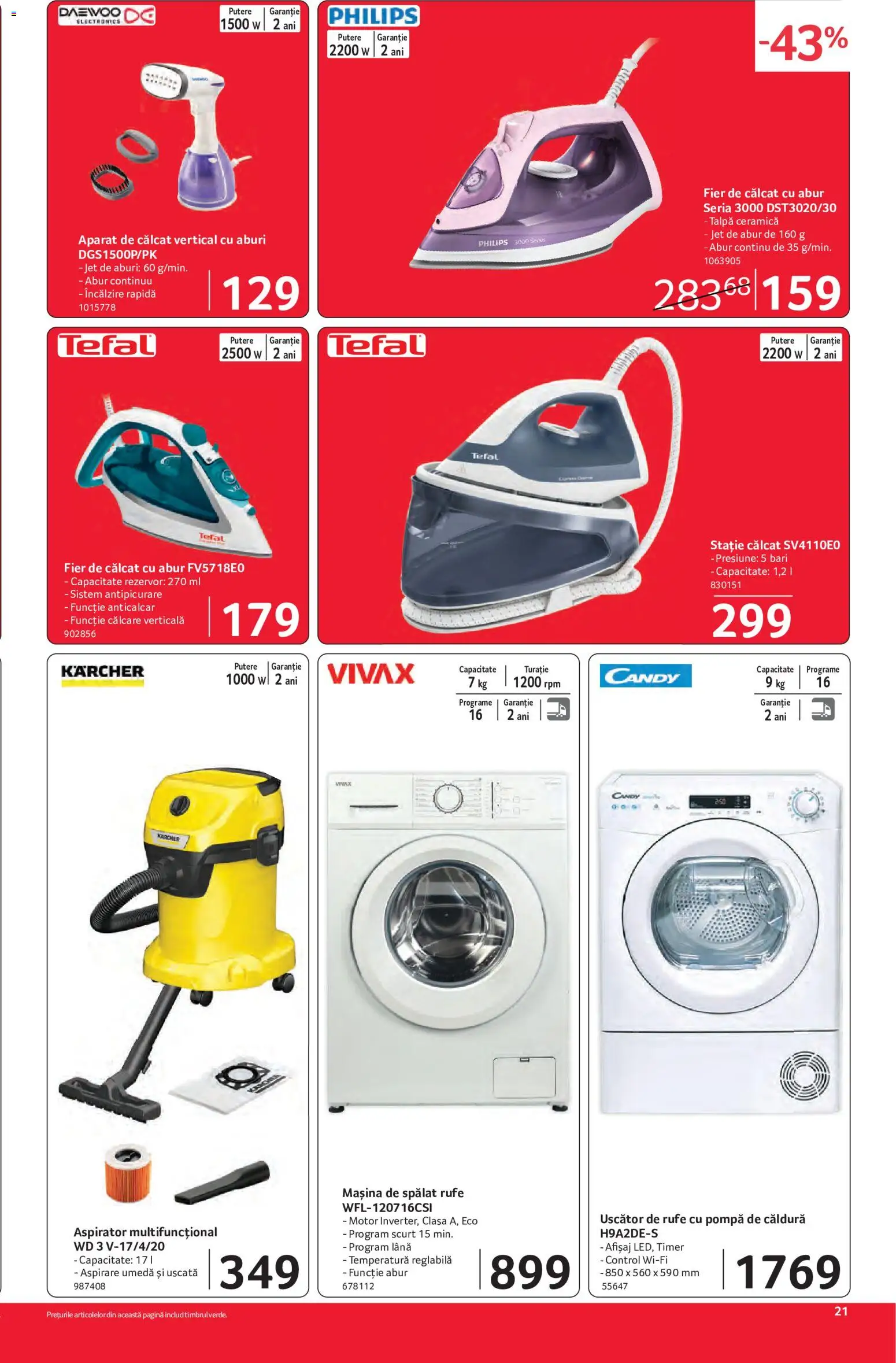 Noul catalog Selgros – valabil de la 12.06.2026 | Pagină: 21 | Produse: Enginar, Aparat de călcat, Fier de călcat, Aspirator