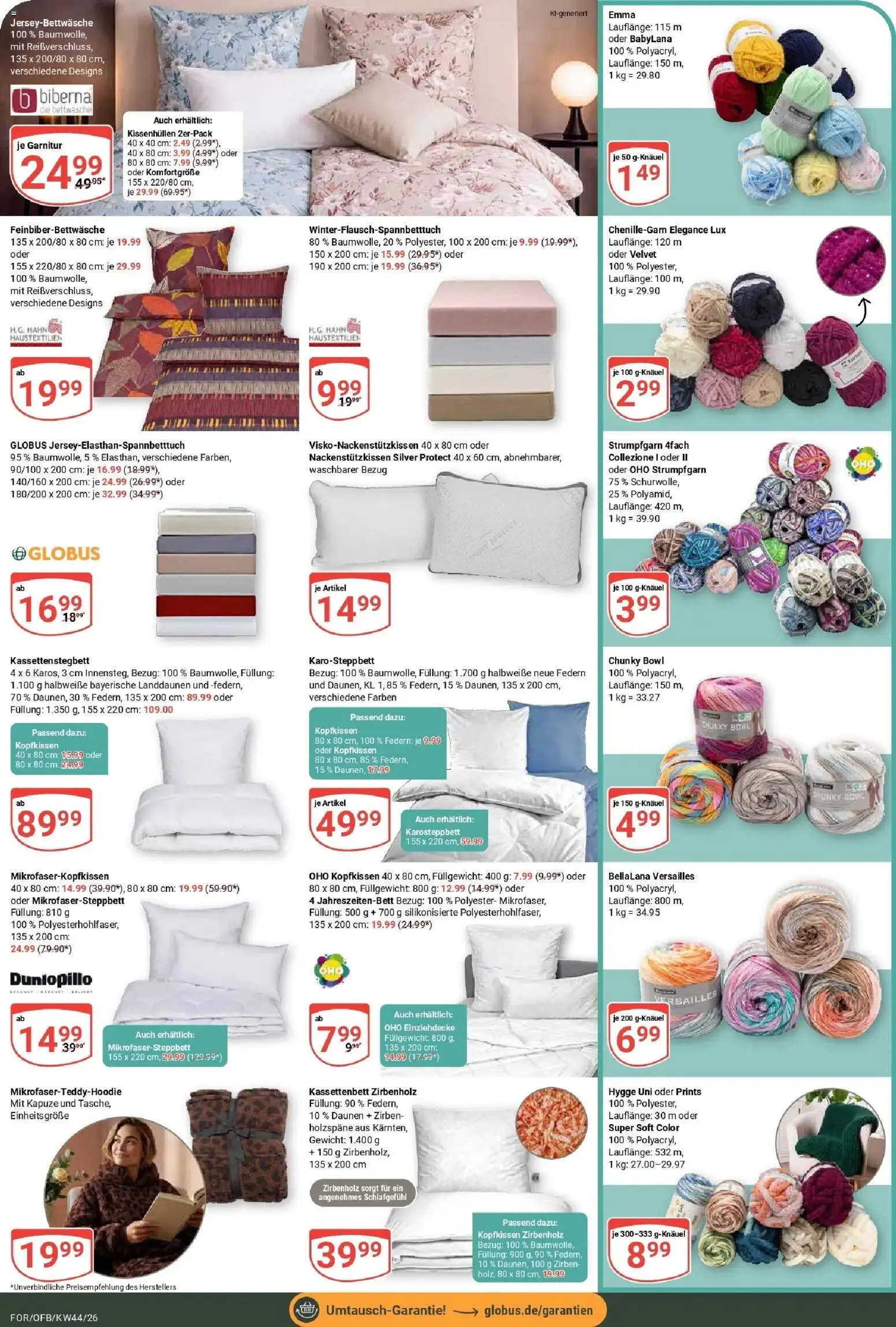 Globus Prospekt Forchheim (ab 26.10.2026) » Angebote online | Seite: 23 | Produkte: Gewicht, Bettwäsche, Kopfkissen