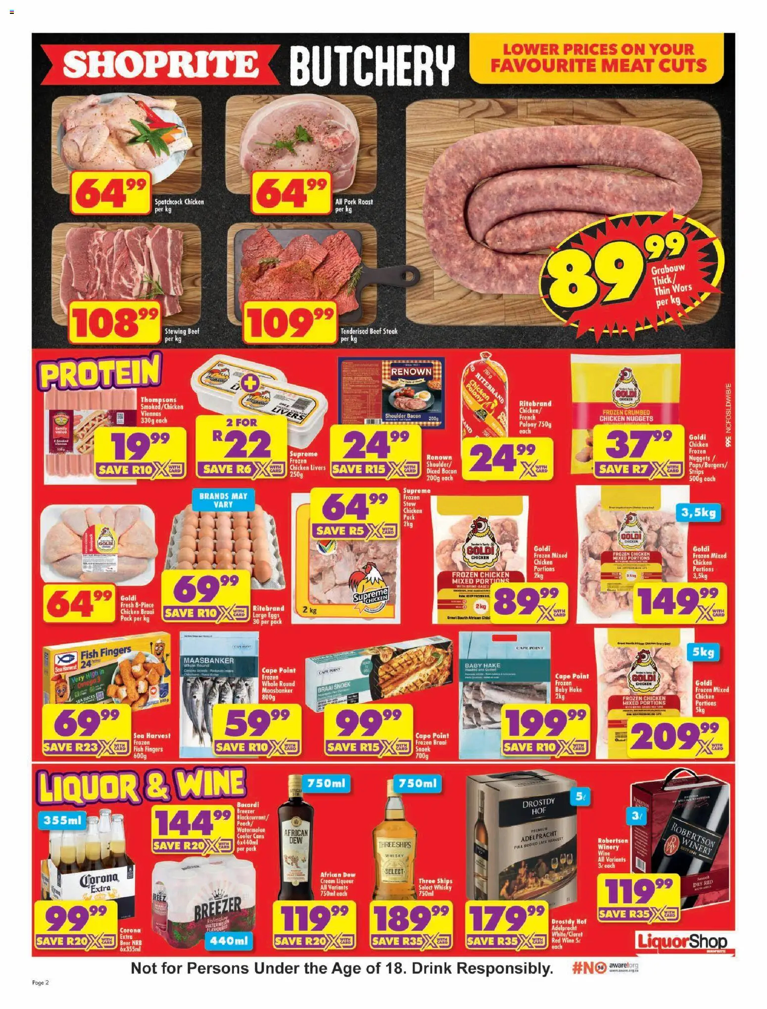 New Shoprite catalogue – valid from 13/07/2026 | Page: 2 | Products: Steak, Polony, Fish, Bacon