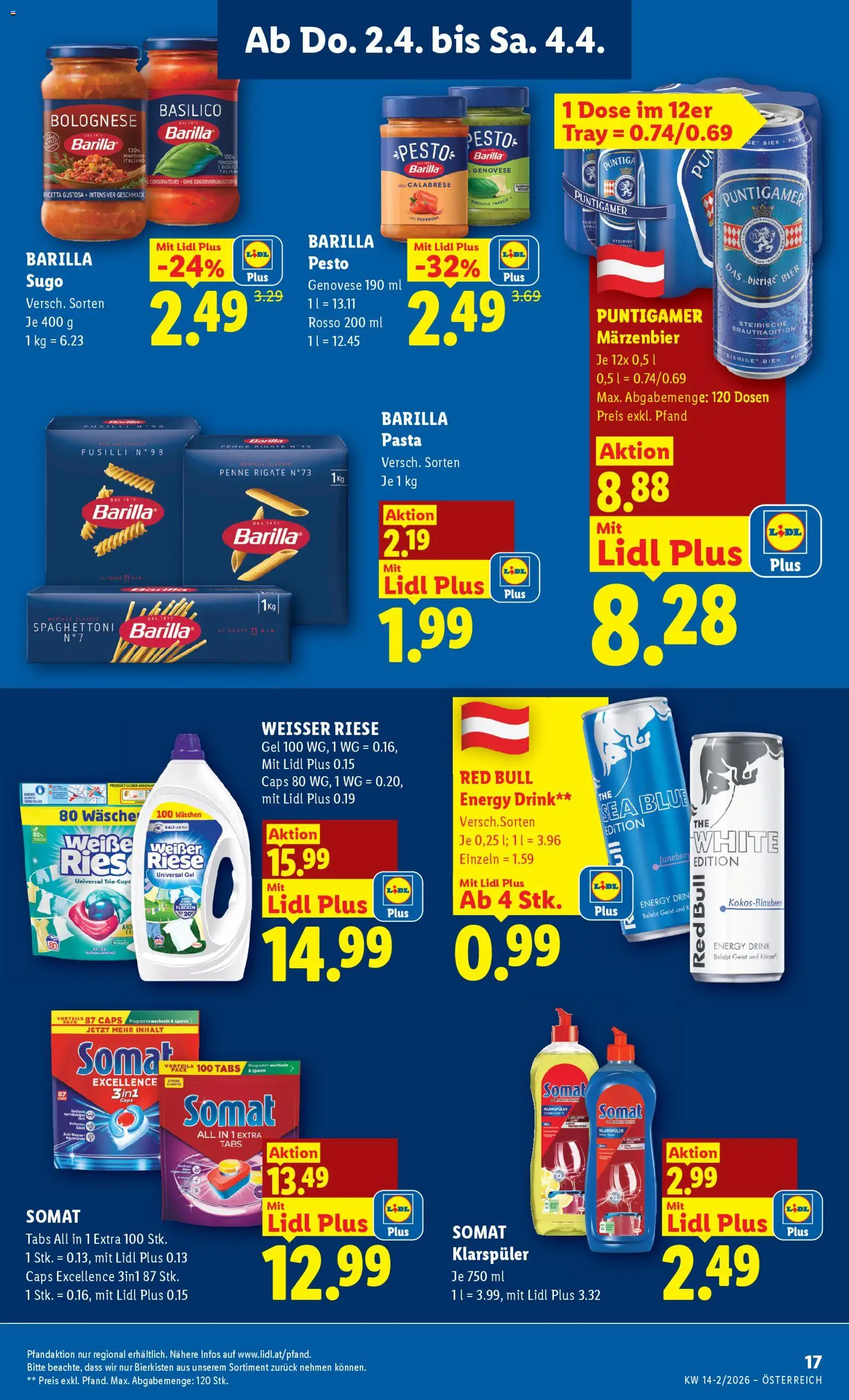 Lidl - Flugblatt gültig ab 02.04.2026 | Seite: 19 | Produkte: Klarspüler, Pasta, Bier