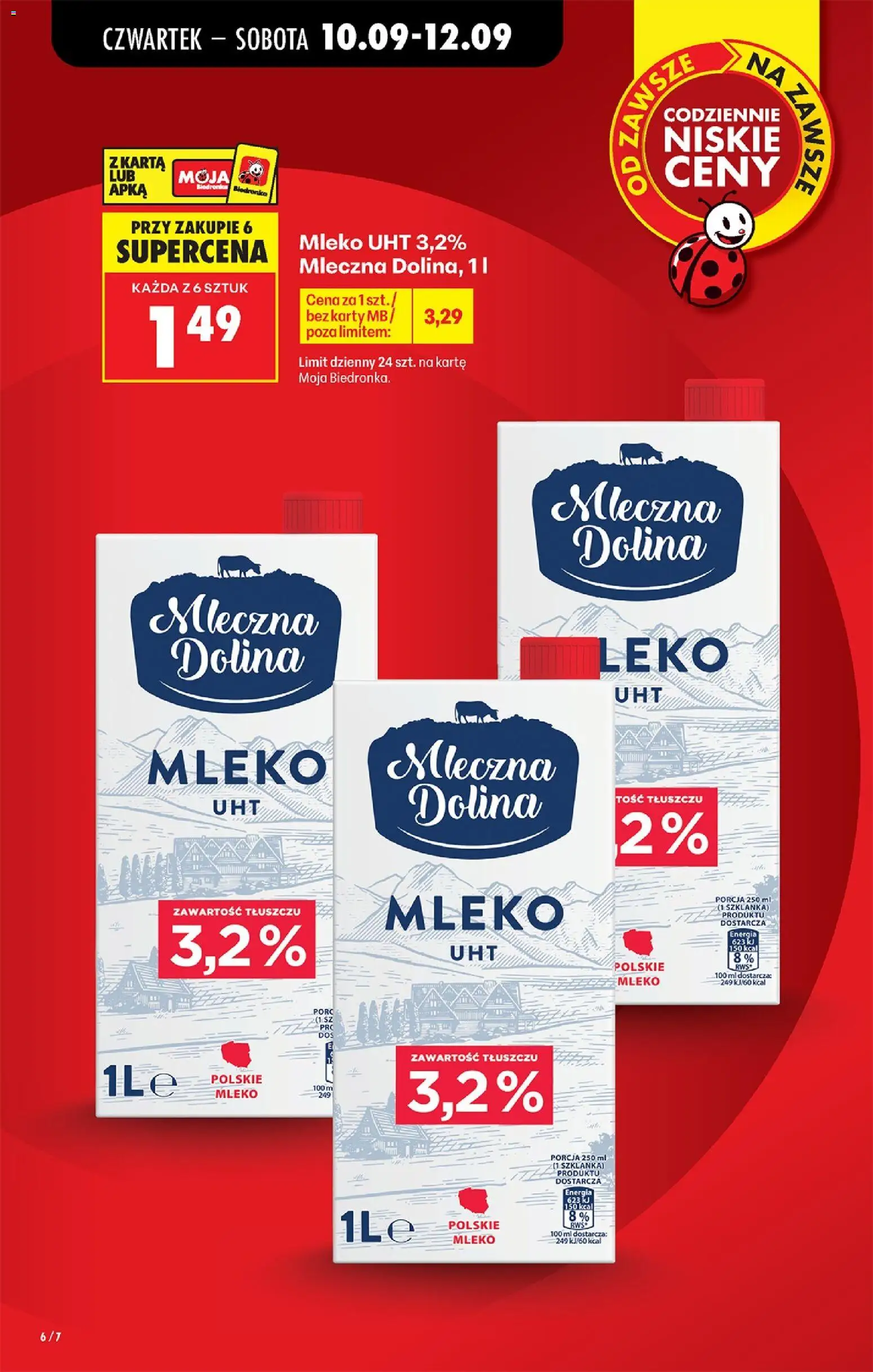 Biedronka gazetka od czwartku od 10.09.2026 | Strona: 8 | Produkty: Szklanka, Karta, Mleko mleczna dolina, Mleko UHT
