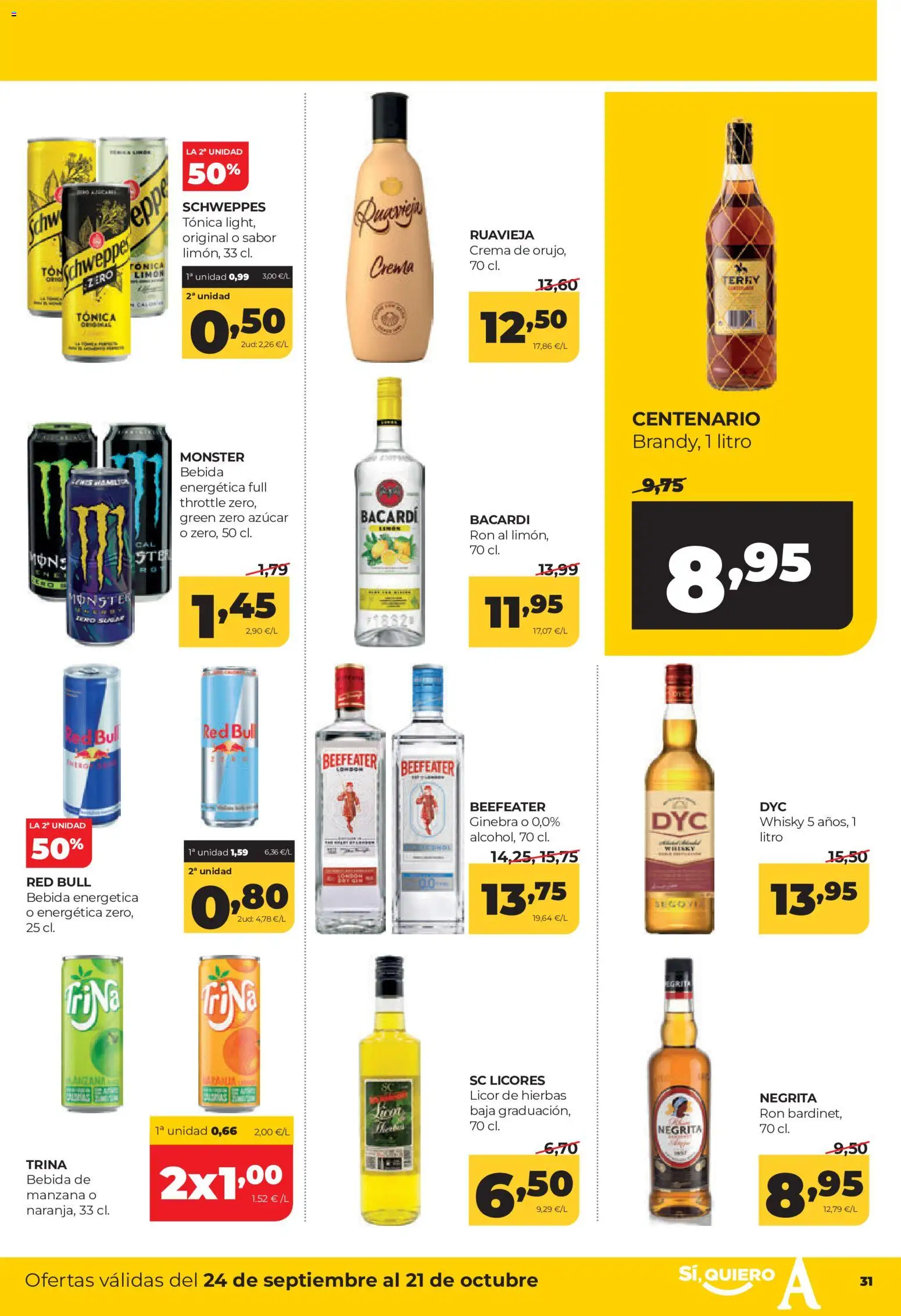 Alimerka folleto Asturias │ válido desde el 24/09/2026 | Página: 31 | Productos: Ron, Bebida energética, Crema, Whisky
