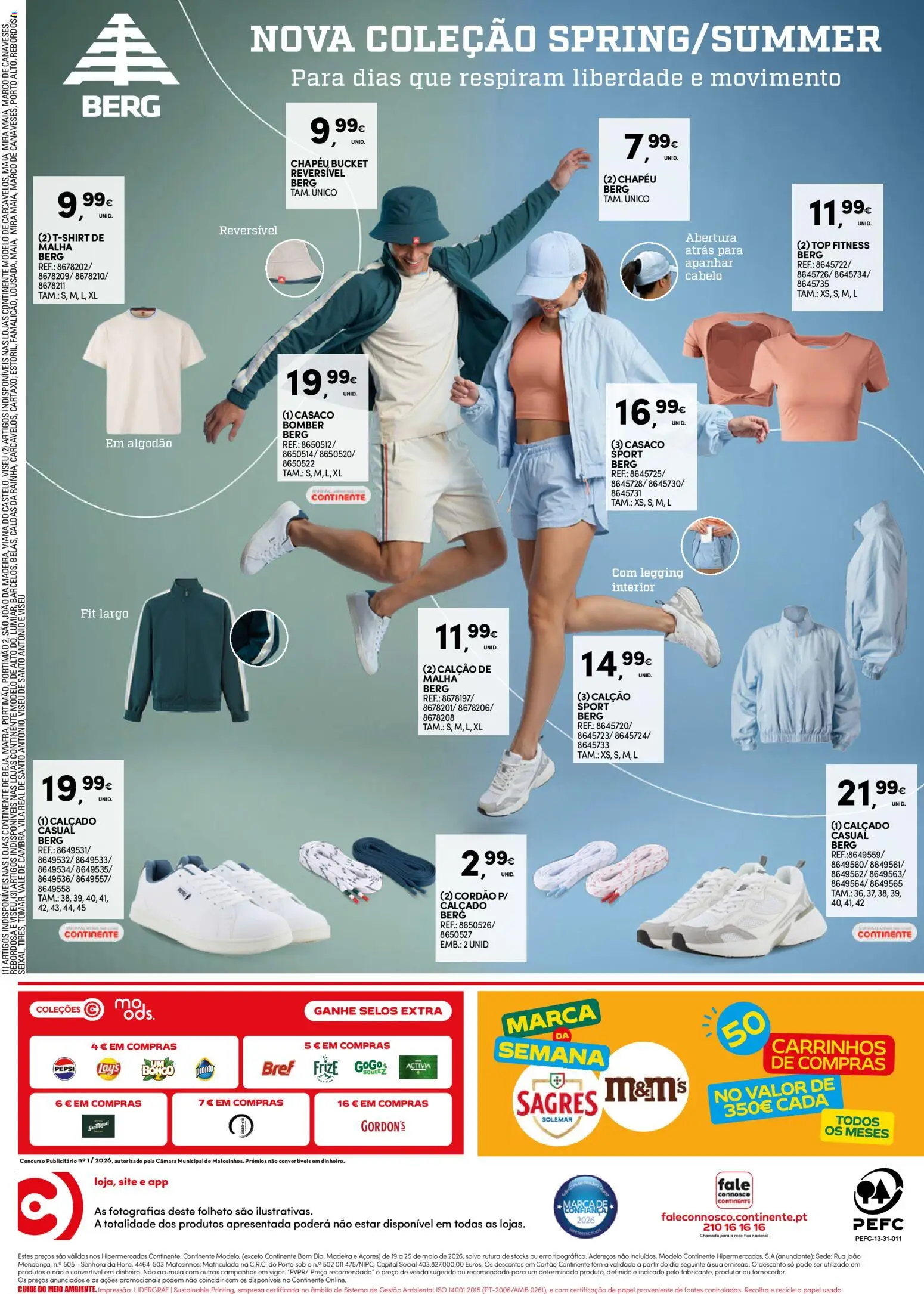 Continente folheto │ válido de 19.05.2026 | Página: 52 | Produtos: Chapéu, Casaco, Top, Calção