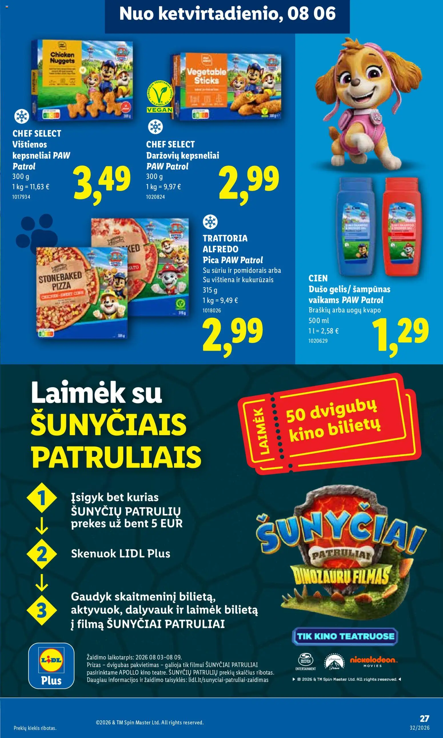 LIDL akcijos nuo 2026.08.03 | Puslapis: 27 | Prekių: Vištienos, Šampūnas, Pica, Vištiena