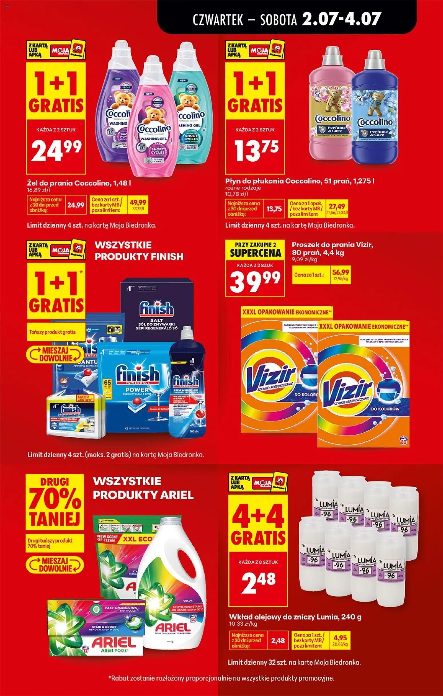 Biedronka Polsko leták - Codziennie niskie ceny od 02.07.2026 | Strana: 13 | Produkty: Finish, Coccolino, Ariel, Cantu