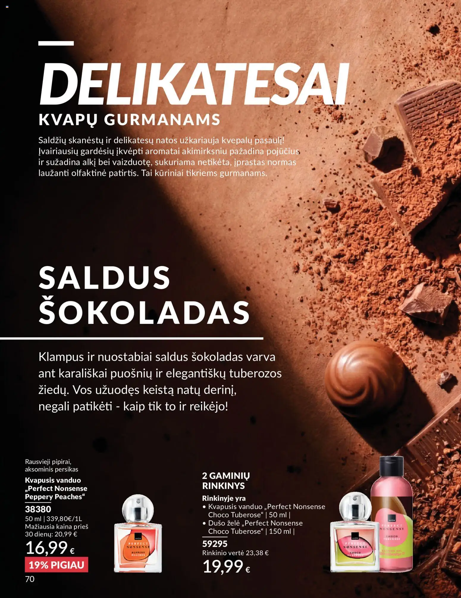 AVON akcijos nuo 2026.05.01 | Puslapis: 70 | Prekių: Kvapusis vanduo, Vanduo, Šokoladas, Dušo želė