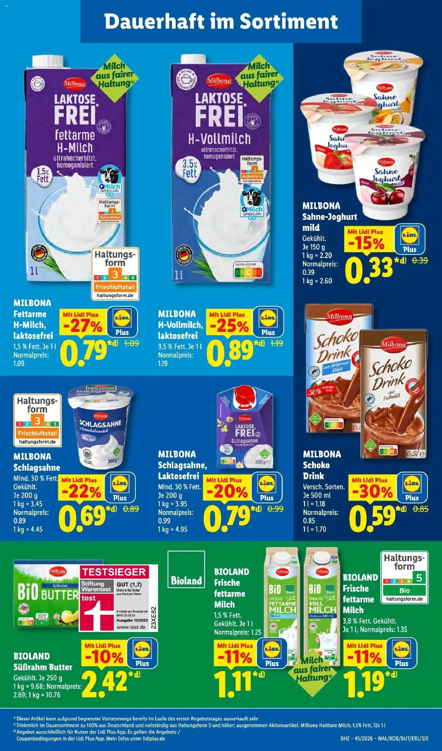 Lidl Prospekt Künzell (ab 02.11.2026) zum Blättern » Angebote | Seite: 33 | Produkte: Schlagsahne, Milch, Butter, Sahne