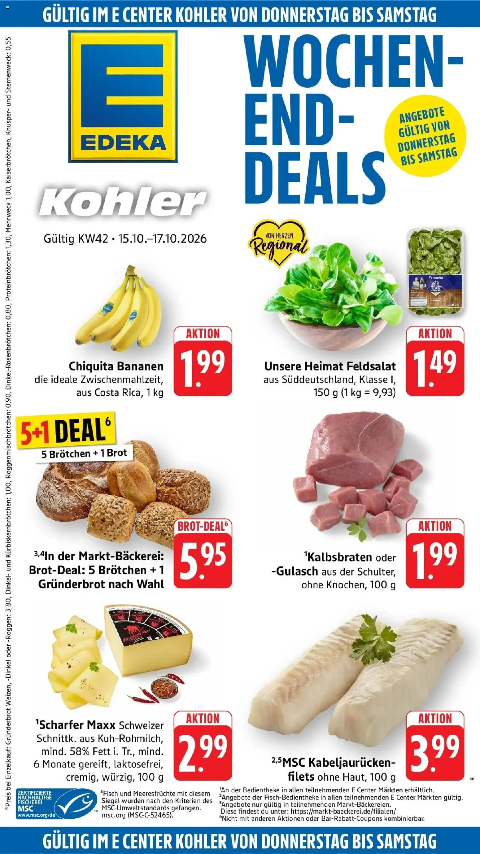 Edeka Prospekt Ettenheim (ab 12.10.2026) » Angebote Online | Seite: 51 | Produkte: Bananen, Gulasch, Meeresfrüchte, Brot