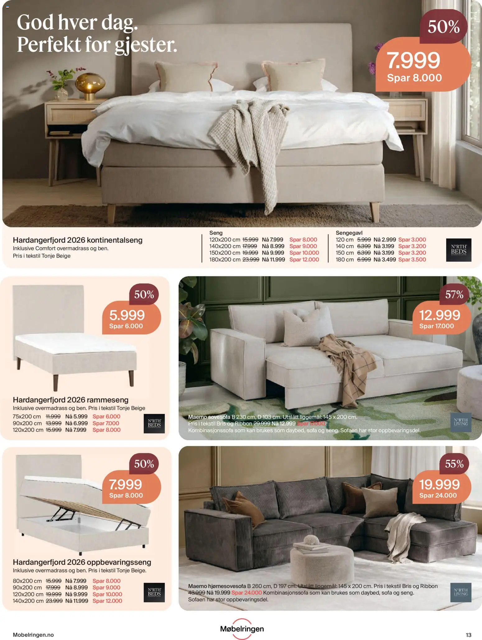 {H1} | Side: 13 | Produkter: Sovesofa, Kontinentalseng, Seng, Sengegavl