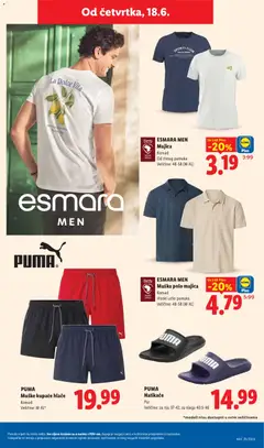 PUMA Muške kupaće hlače, Komad Veličine: M-XL* - Pregled kataloga iz trgovine Lidl, vrijedi od 15.06.2026 | Stranica: 45 | Proizvodi: Kupaće hlače, Natikače, Majica, Hlače