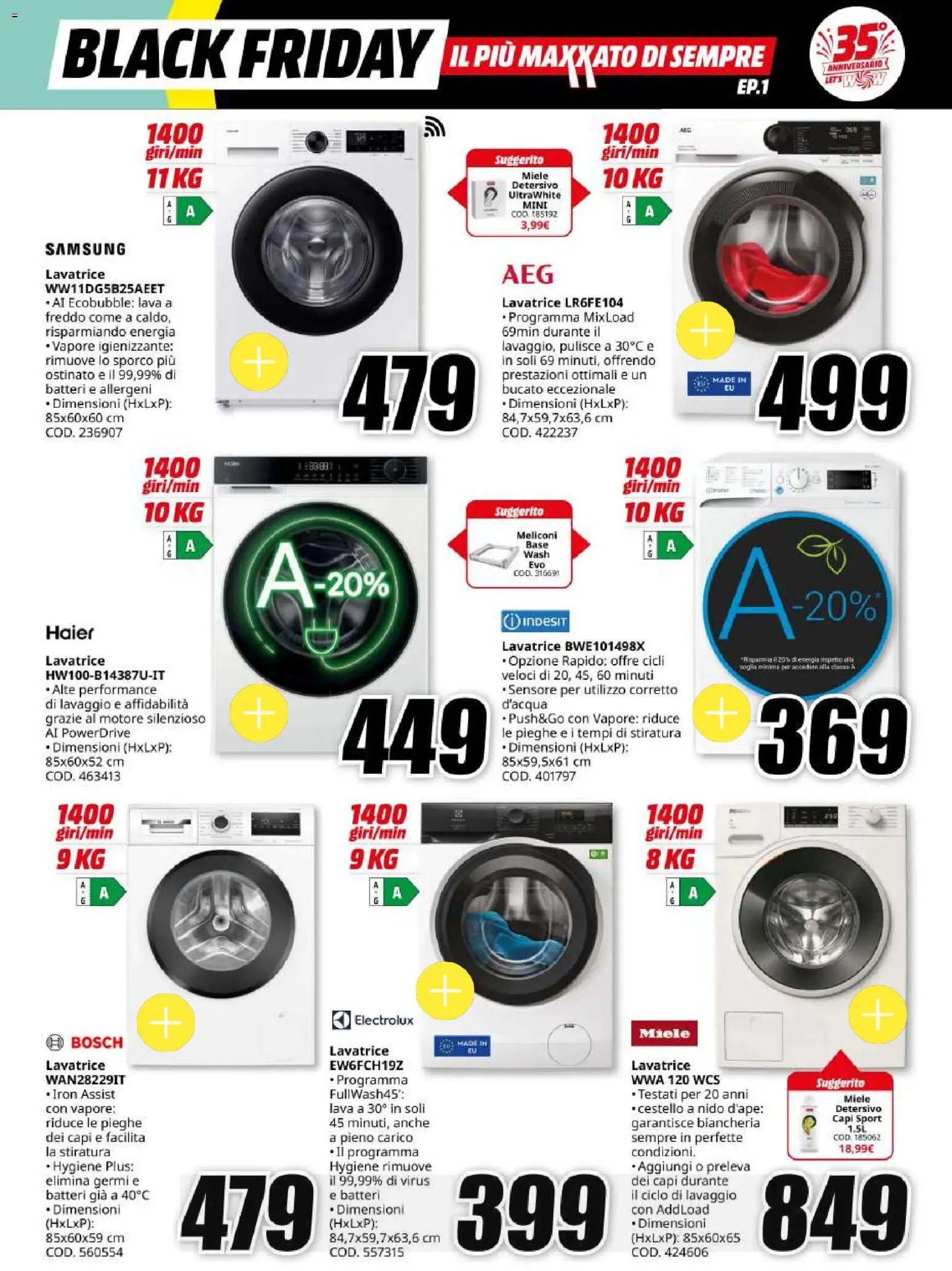 Volantino Media World del 30/10/2026 | Pagina: 20 | Prodotti: Lavatrice, Miele, Samsung