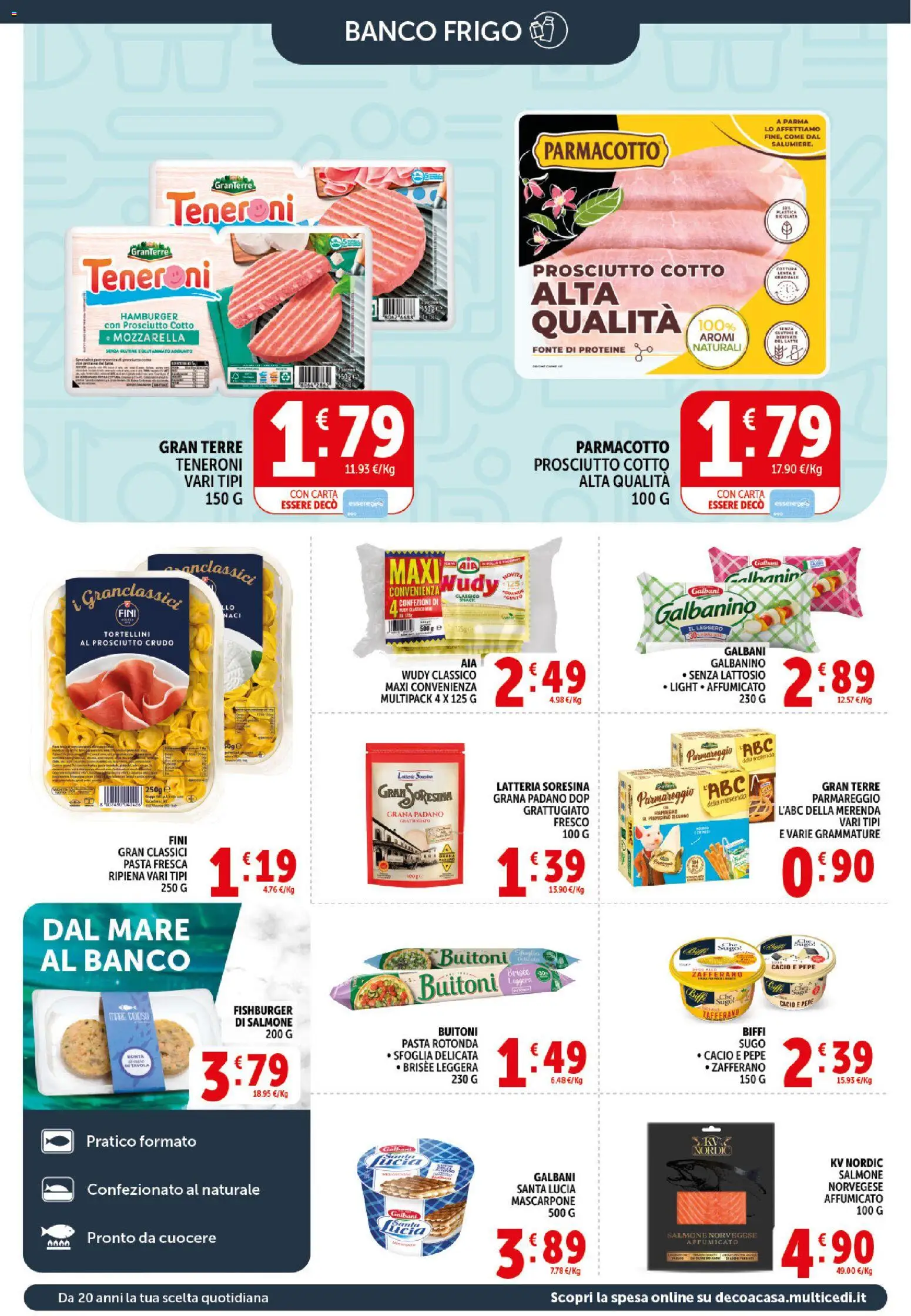 Volantino Decò del 20.05.2026 | Pagina: 8 | Prodotti: Prosciutto Cotto, Salmone, Mascarpone, Sugo