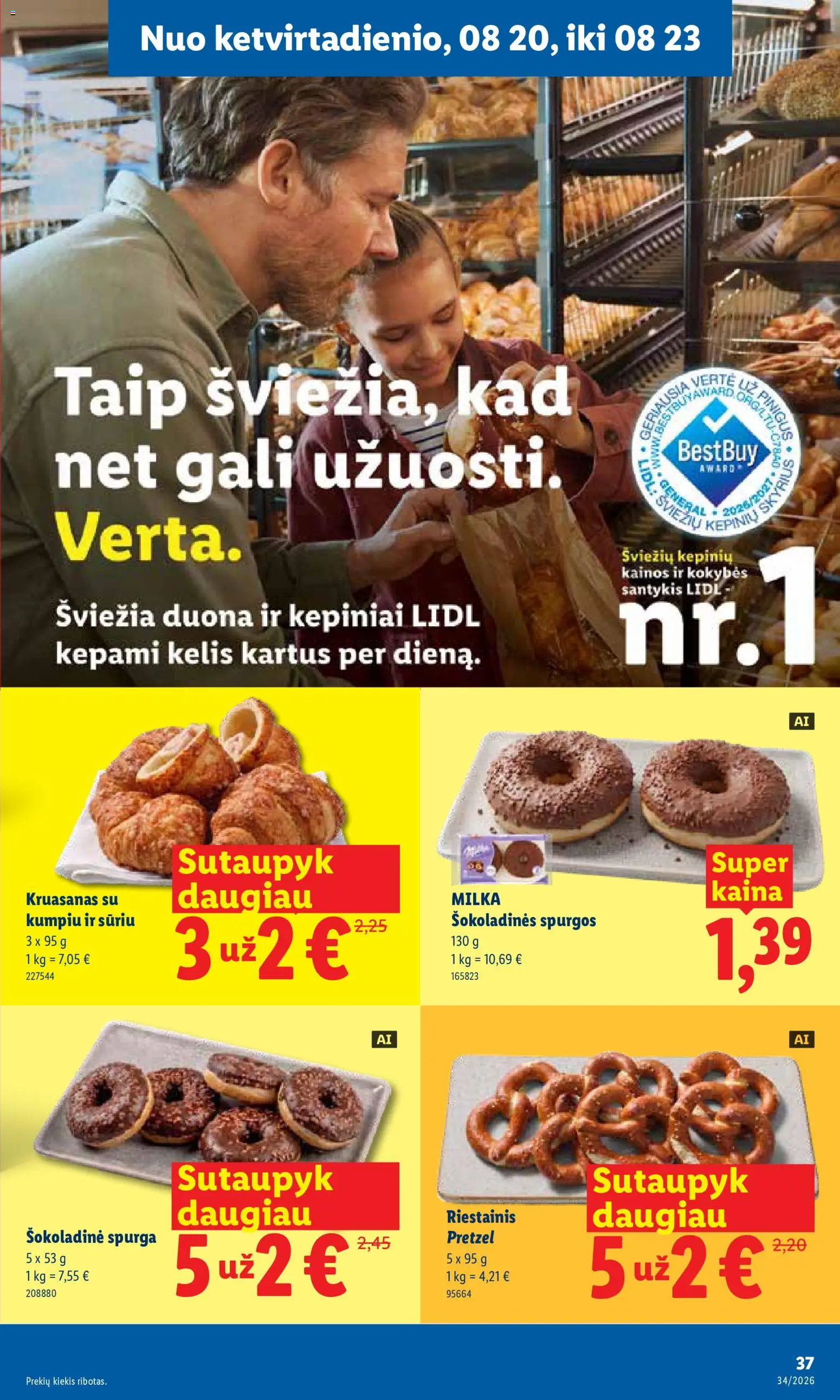 LIDL akcijos nuo 2026.08.17 | Puslapis: 37 | Prekių: Spurga, Duona