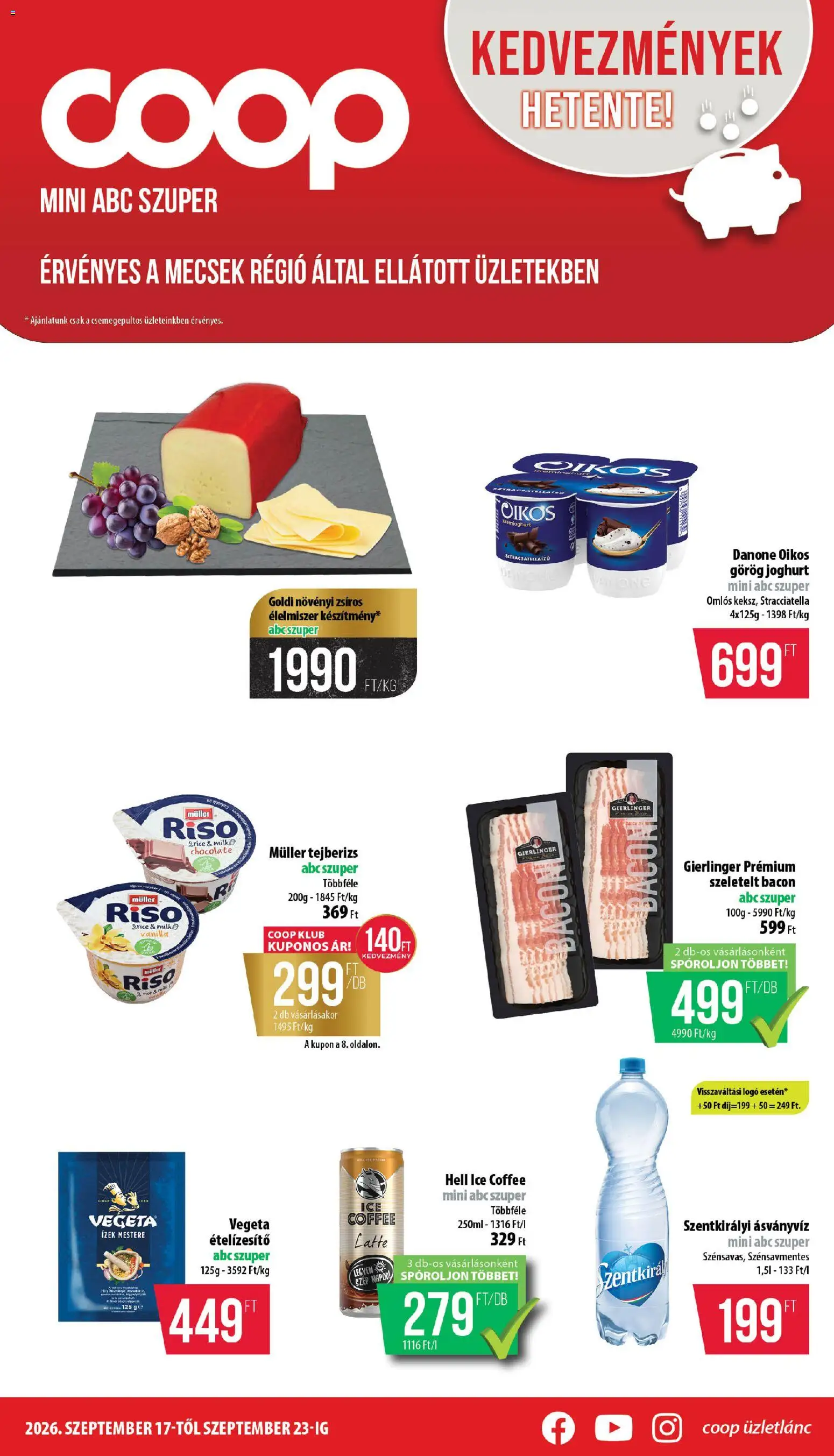 COOP akciós ujság - amely érvényes a következő dátumtól: 2026.09.17. | Oldal: 1 | Termékek: Vegeta, Tejberizs, Oikos, Ételízesítő