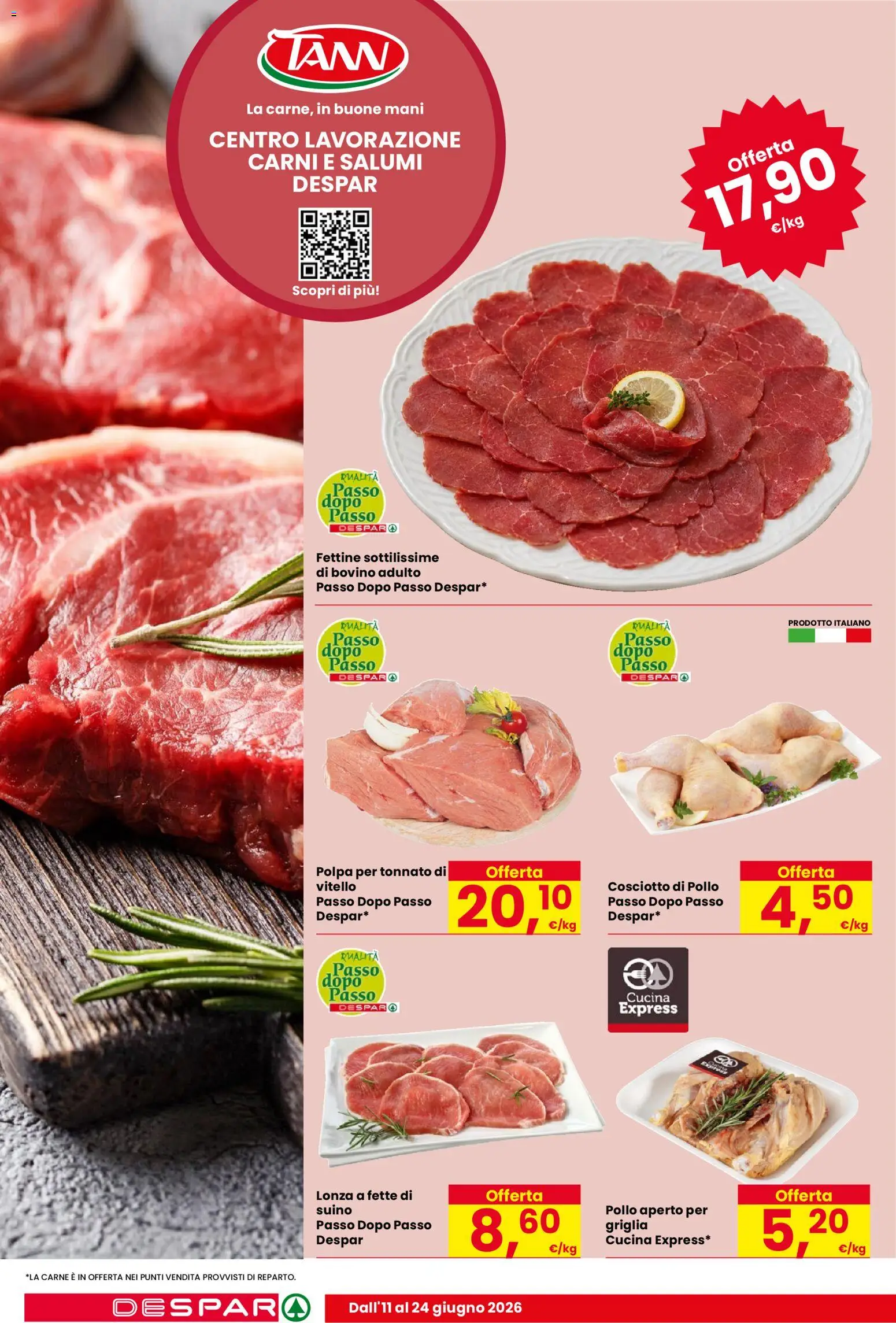 Volantino Eurospar del 11.06.2026 | Pagina: 4 | Prodotti: Bovino, Pollo, Vitello, Griglia