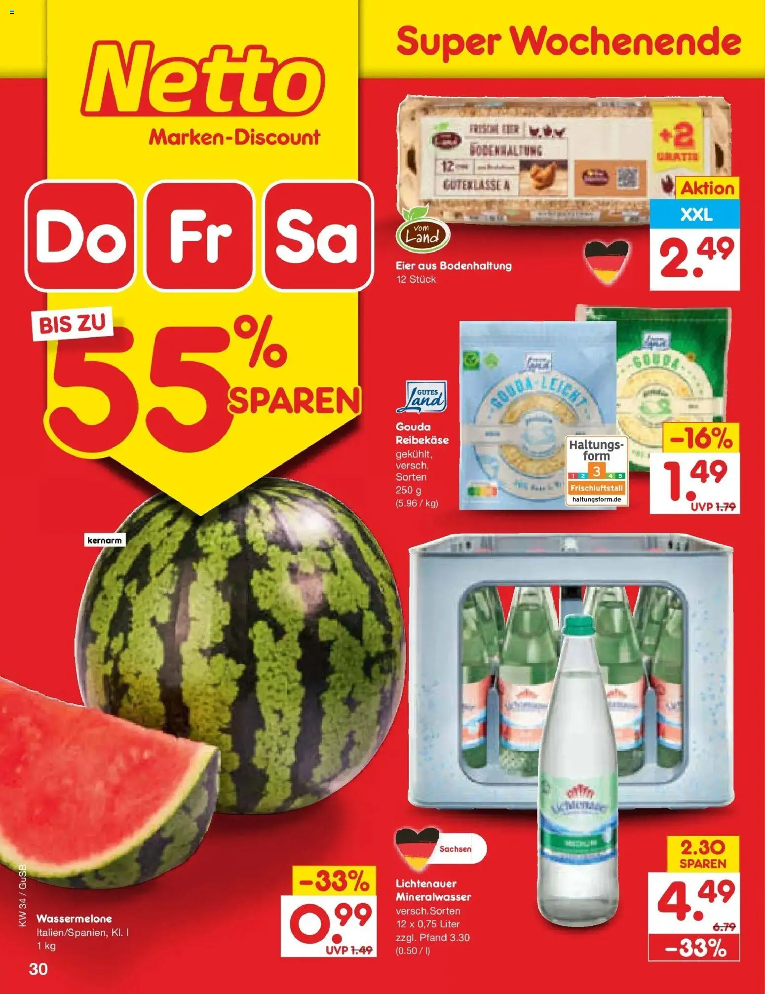 Netto Marken-Discount Prospekt Machern – gültig ab 17.08.2026 | Seite: 48 | Produkte: Eier, Gouda, Wassermelone, Reibekase