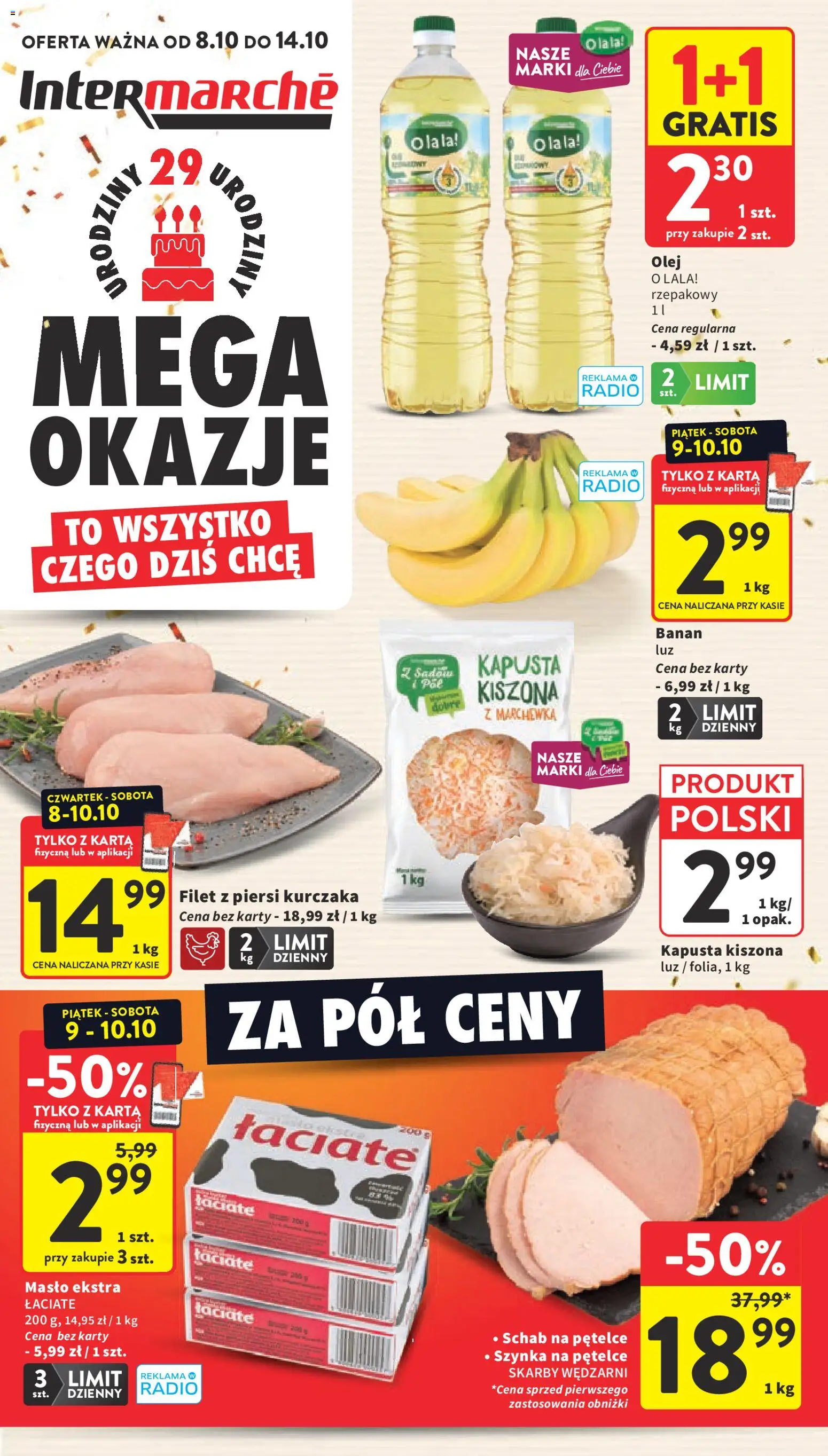 Intermarche gazetka od 08.10.2026 | Strona: 1 | Produkty: Karta, Piersi, Masło, Marchewka