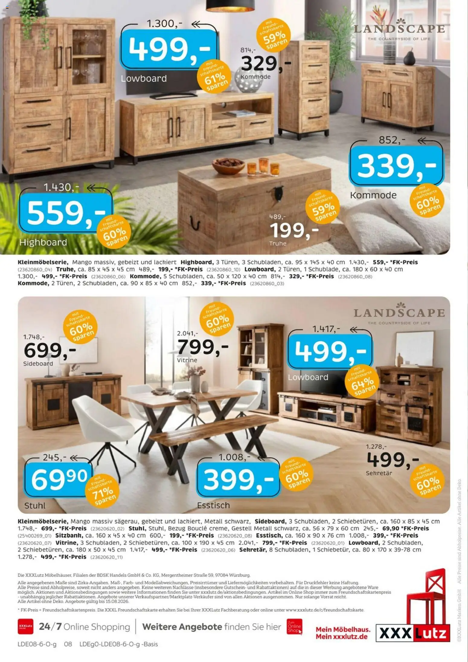 XXXLutz Junges Wohnen – gültig ab 01.08.2026 | Seite: 8 | Produkte: Sideboard, Lowboard, Esstisch, Stuhl