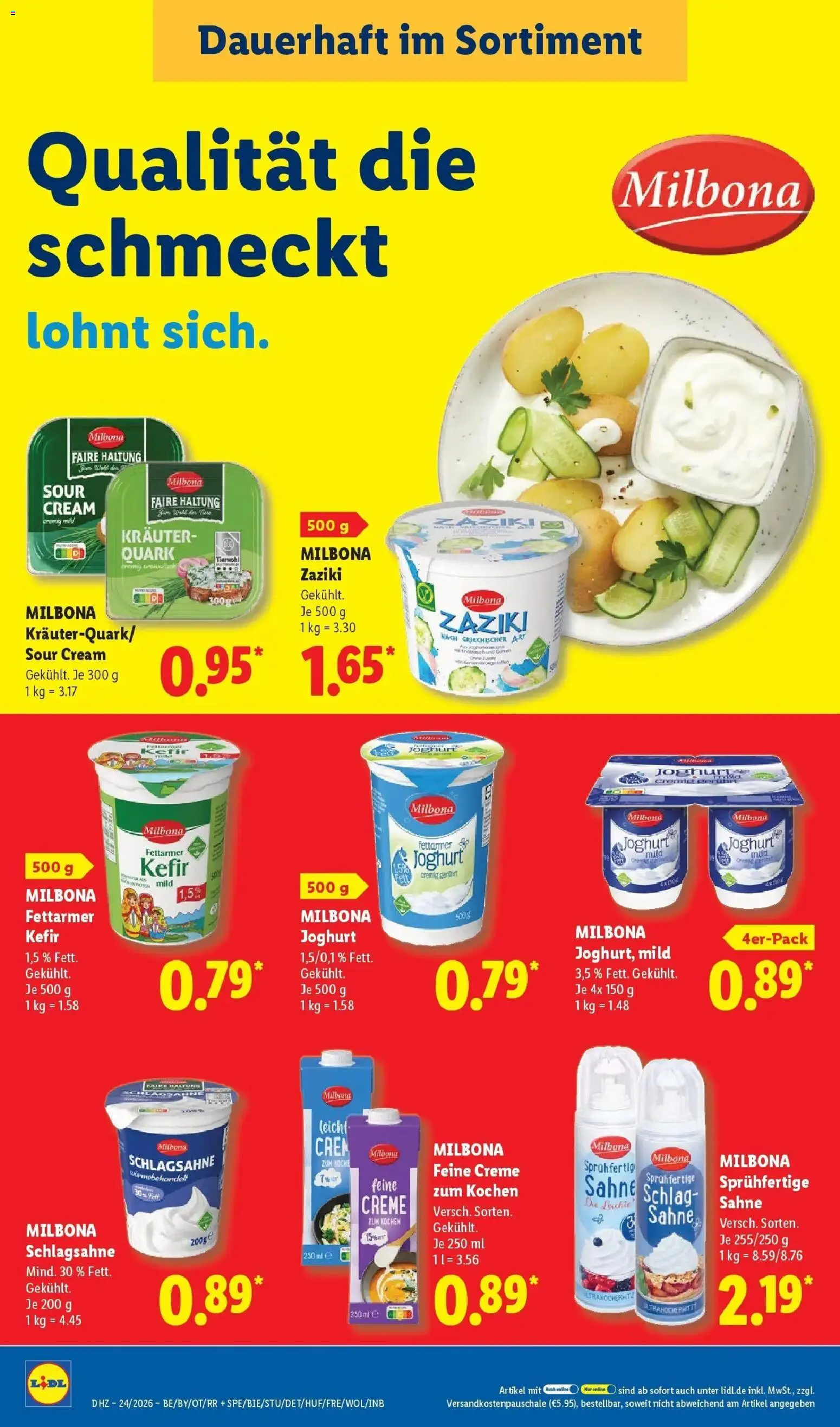 Lidl Prospekt Zülpich – gültig ab 08.06.2026 | Seite: 26 | Produkte: Kefir, Quark, Schlagsahne, Creme