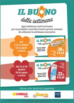 Anteprima del volantino 6 PLUMCAKE CONAD allo yogurt 190 g, 6 PLUMCAKE CONAD allo yogurt 190 g valido a partire dal 07/10/2026 | Pagina: 21 | Prodotti: Yogurt, Latte, Plumcake