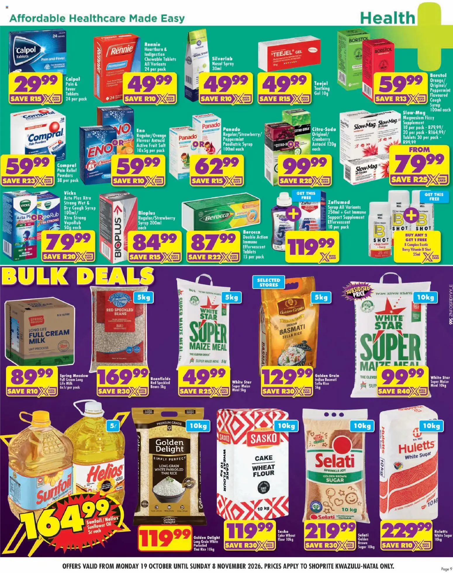 New Shoprite catalogue – valid from 19/10/2026 | Page: 9 | Products: Flour, Maize meal, Oil, Salt