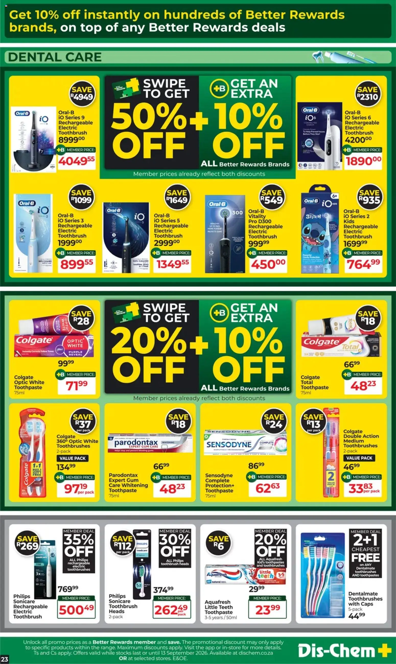 New Dis-Chem catalogue – valid from 11/08/2026 | Page: 19 | Products: Electric toothbrush, Toothpaste, Toothbrush