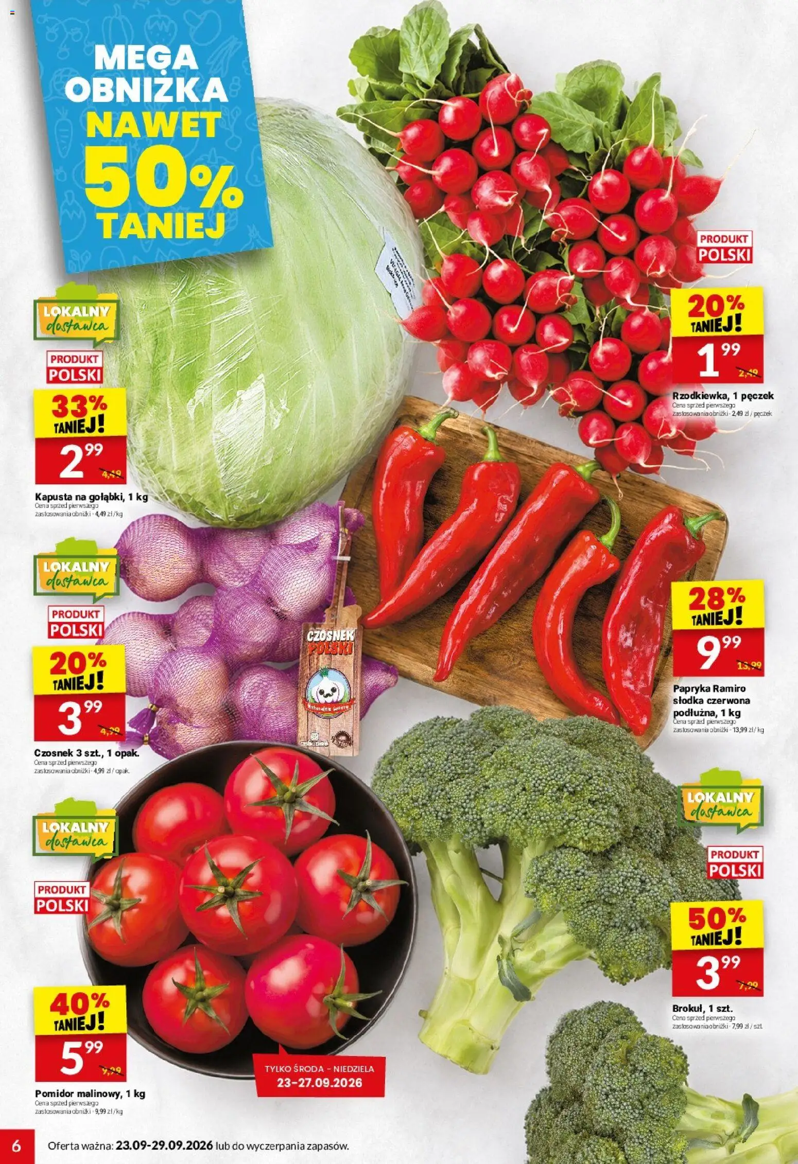 Twój Market gazetka od 23.09.2026 | Strona: 6 | Produkty: Czosnek, Kapusta, Pomidor, Papryka