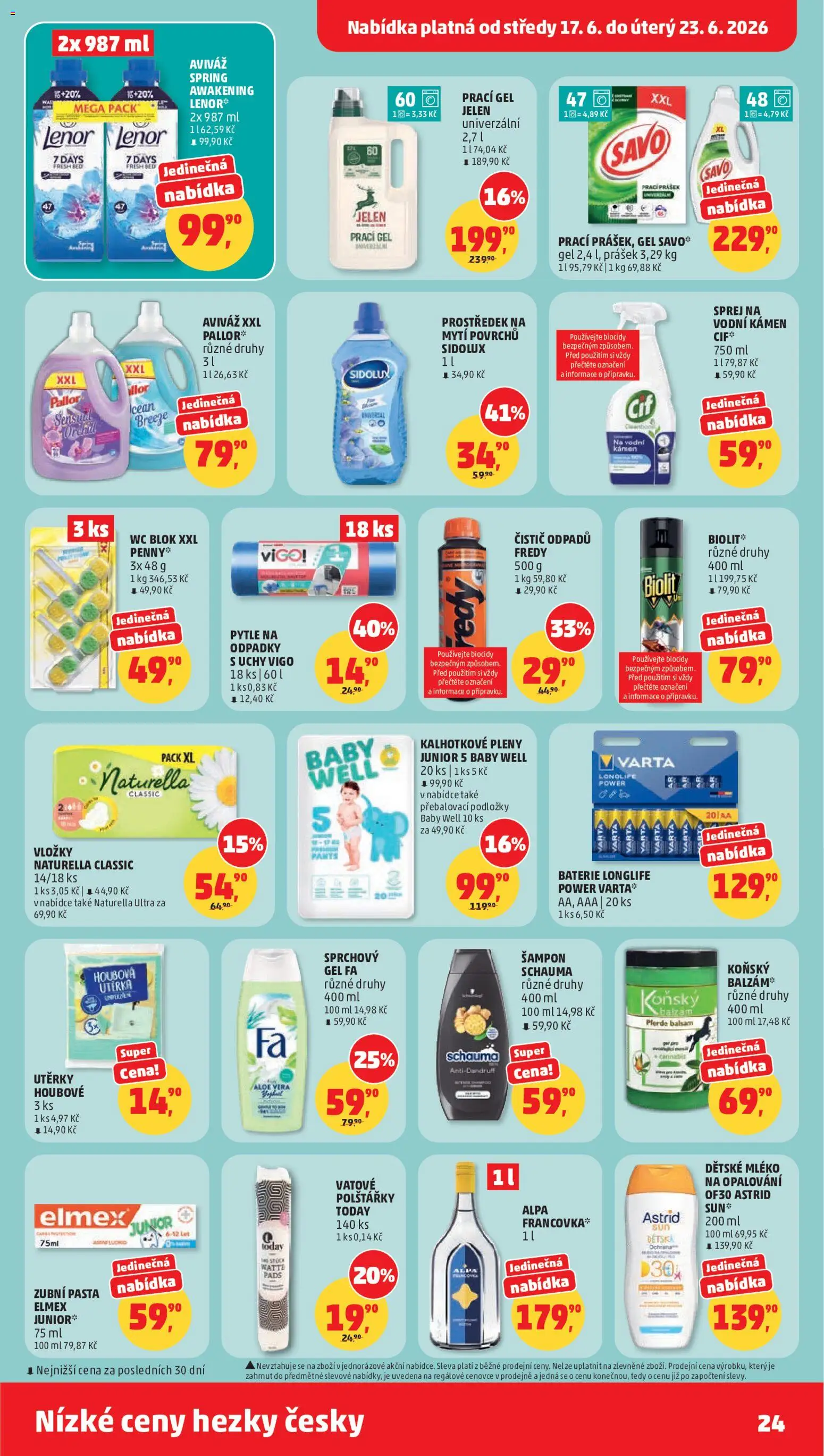 Penny Market leták od 17.06.2026 | Strana: 24 | Produkty: Zubní pasta, Wc blok, Aloe vera, Sidolux