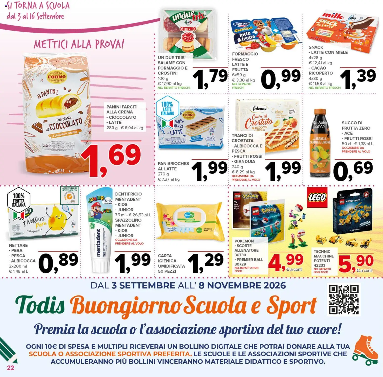 Volantino Todis del 03/09/2026 | Pagina: 22 | Prodotti: Crema, Frutta, Latte, Cacao