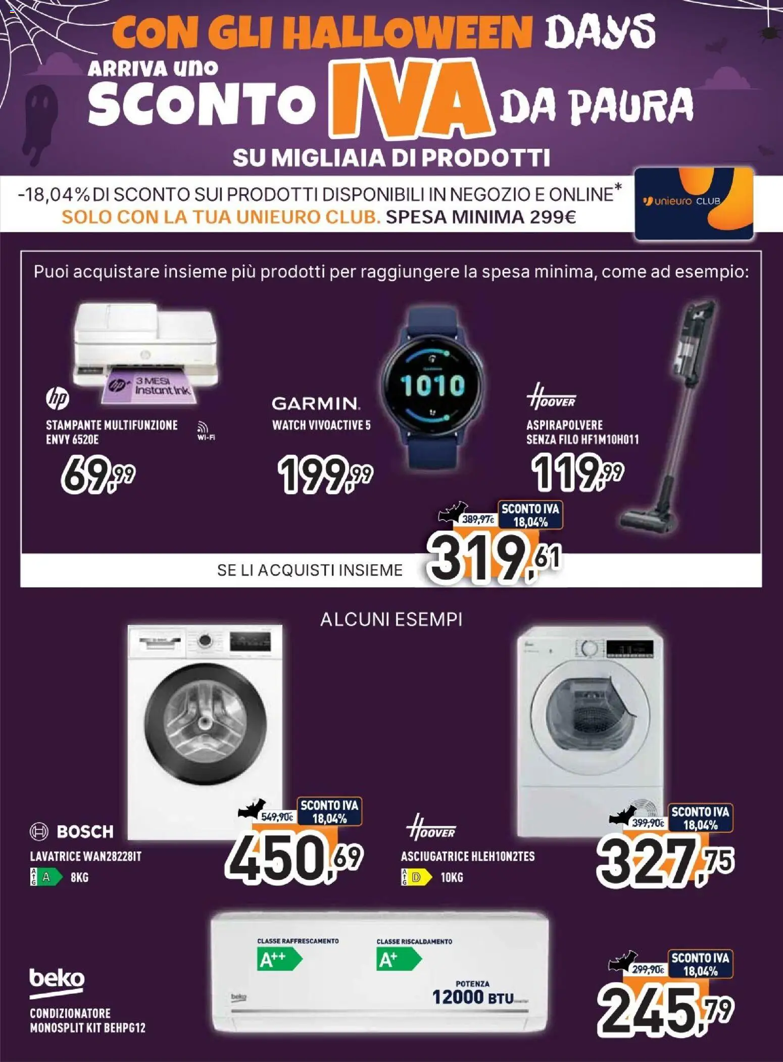 Volantino Unieuro del 30/10/2026 | Pagina: 2 | Prodotti: Lavatrice, Stampante, Aspirapolvere, Condizionatore