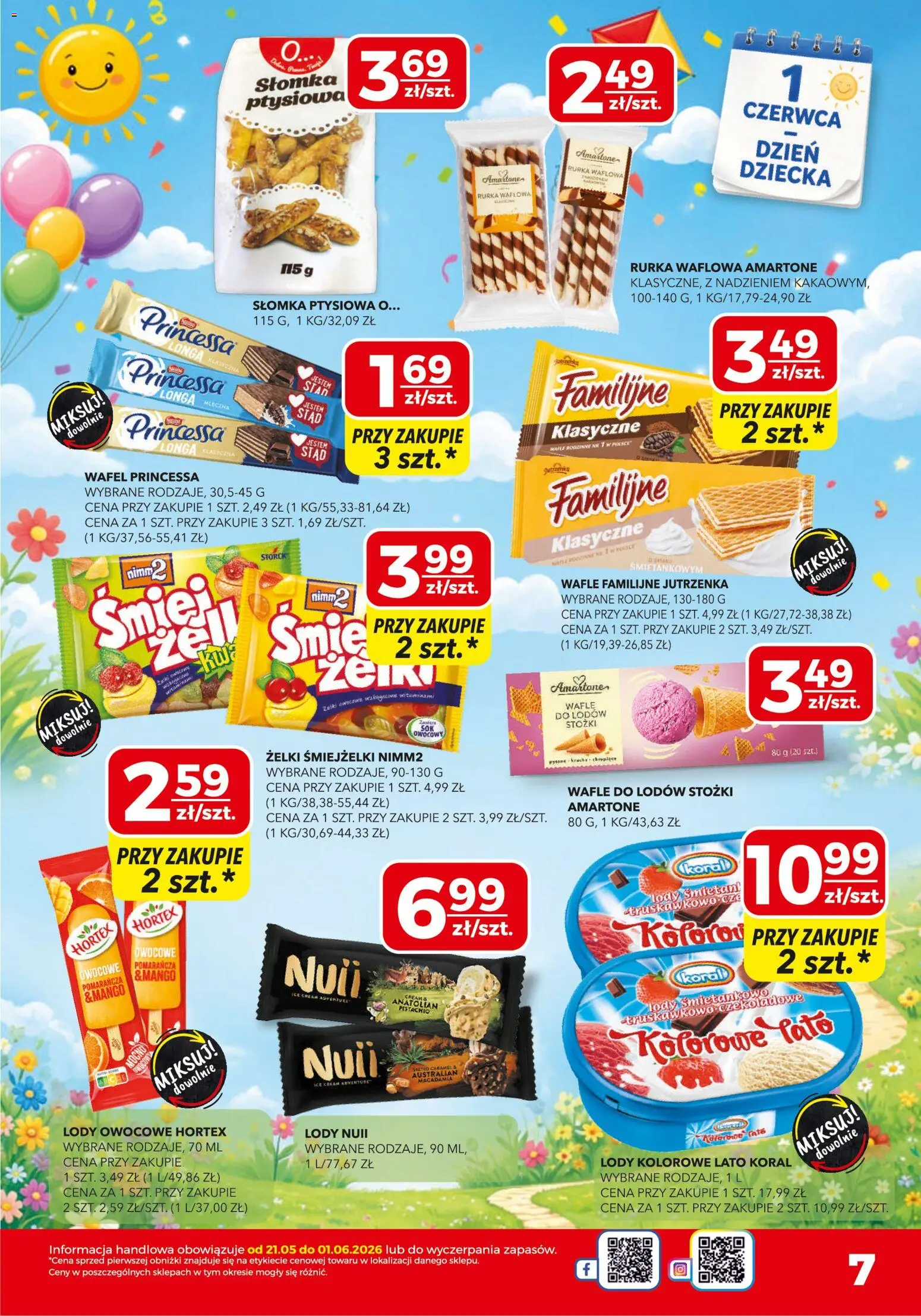 Top Market gazetka od 21.05.2026 | Strona: 7 | Produkty: Wafle, Słomka ptysiowa, Żelki, Lody
