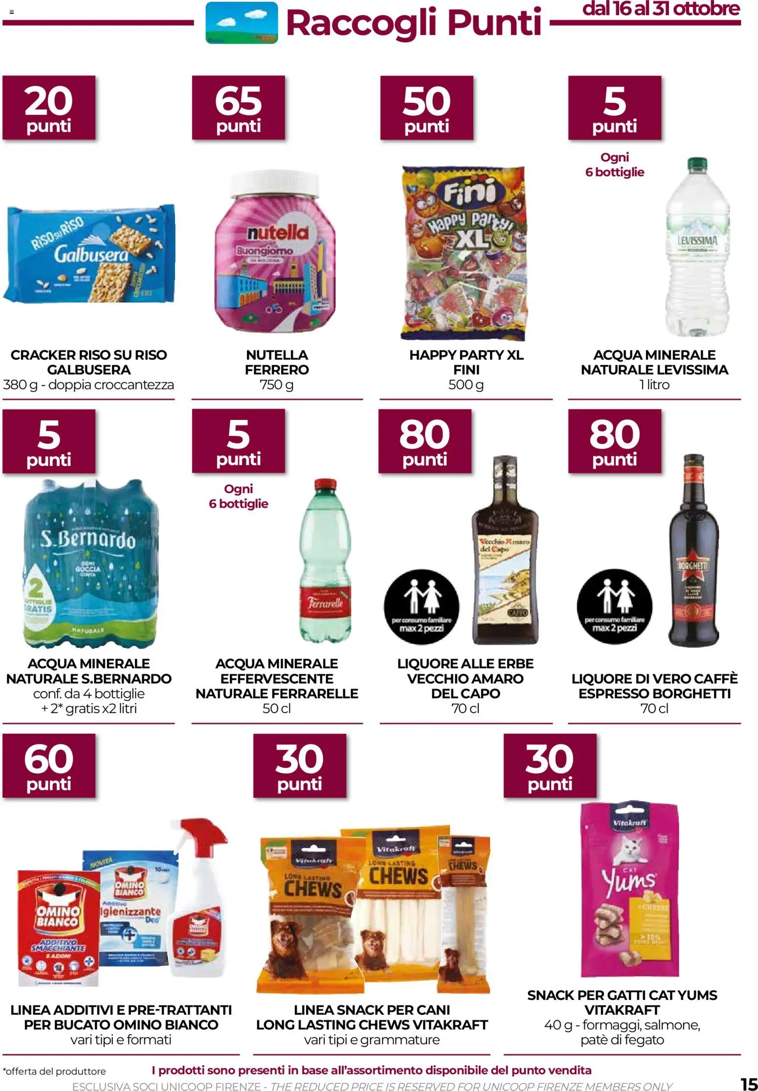 Volantino COOP del 15/10/2026 | Pagina: 15 | Prodotti: Liquore alle erbe, Caffè, Riso, Nutella