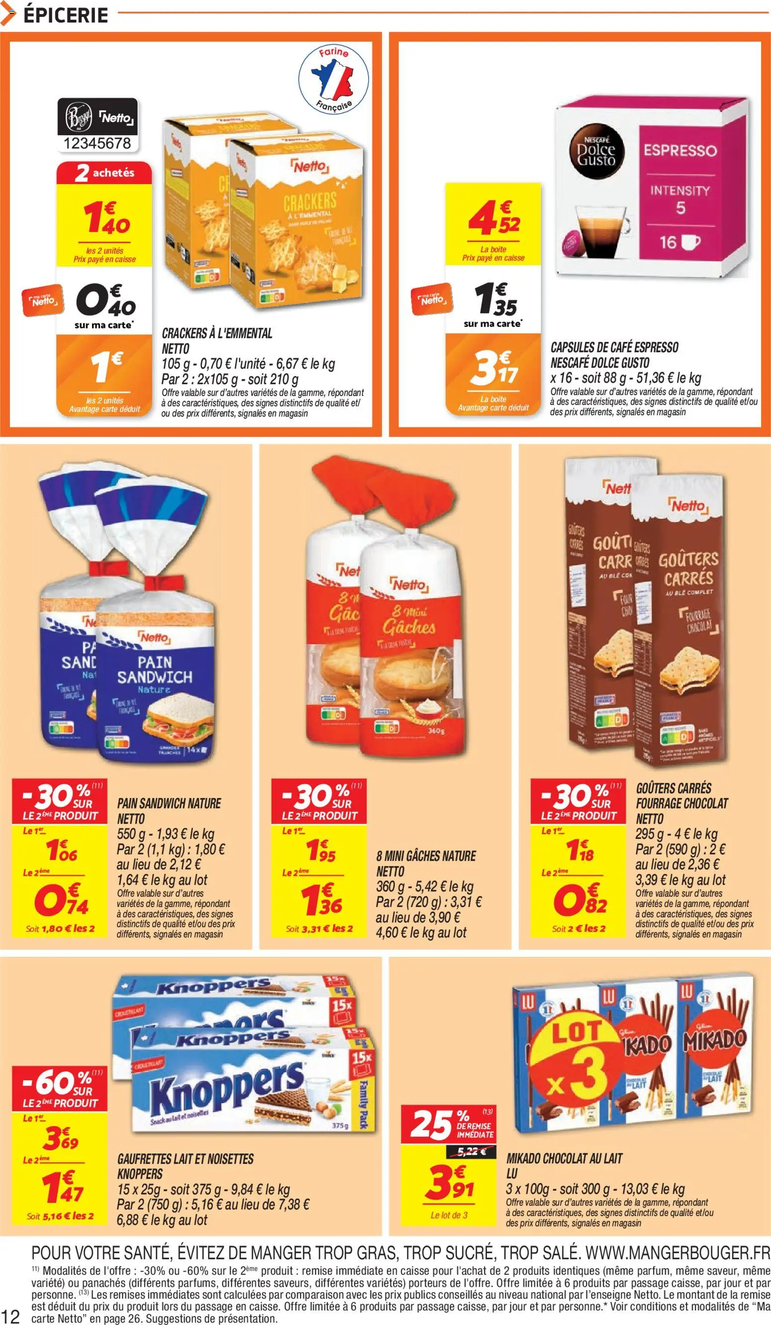 {H1} | Page: 12 | Produits: Nescafe dolce gusto, Pain, Blé, Knoppers