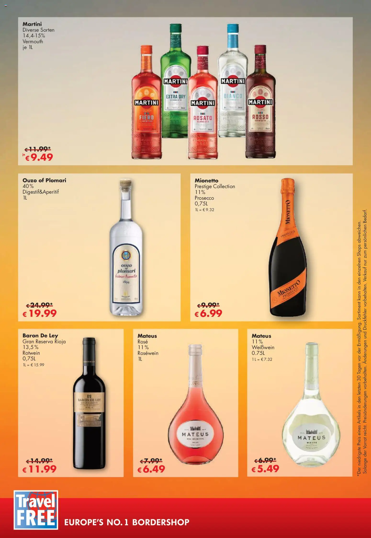 Travel Free Angebote – gültig ab 01.09.2026 | Seite: 11 | Produkte: Ouzo, Weißwein, Prosecco, Ouzo plomari