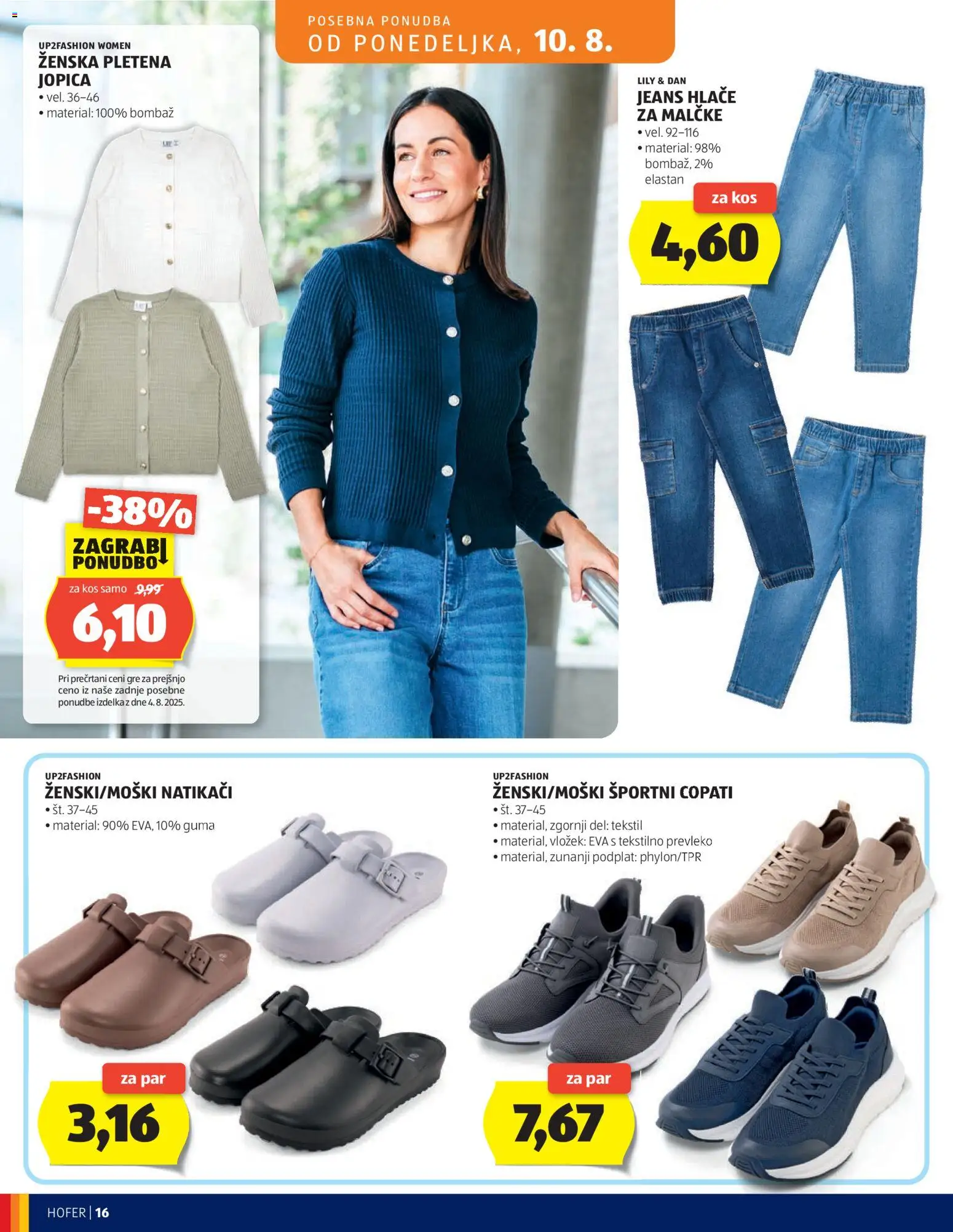 Novi Hofer katalog ponudbe – veljaven od 05.08.2026 | Stran: 16 | Izdelki: Jopica, Hlace, Copati, Pletena jopica
