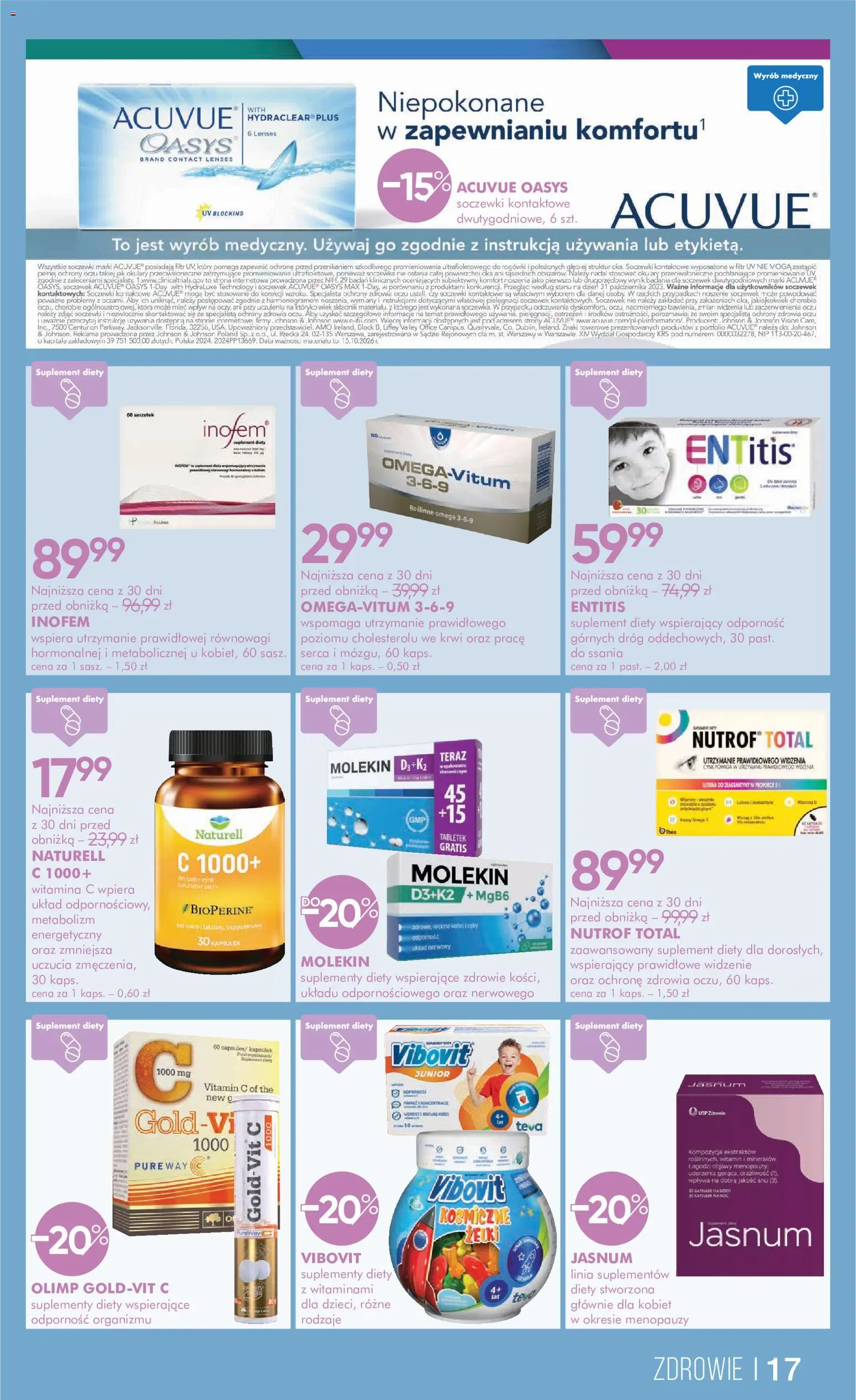 Super-pharm gazetka od 19.09.2026 | Strona: 17 | Produkty: Okulary, Soczewki kontaktowe, Omega, Okulary przeciwsłoneczne