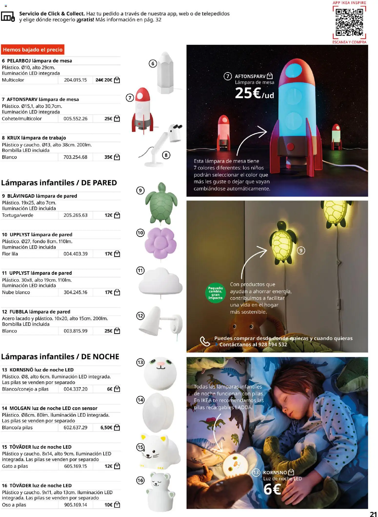 Catálogo IKEA Iluminación y hogar inteligente │ válido desde el 06.03.2026 | Página: 21 | Productos: Bombilla, Galette de chaise, Mesa, Απορρυπαντικό ρούχων σε σκόνη