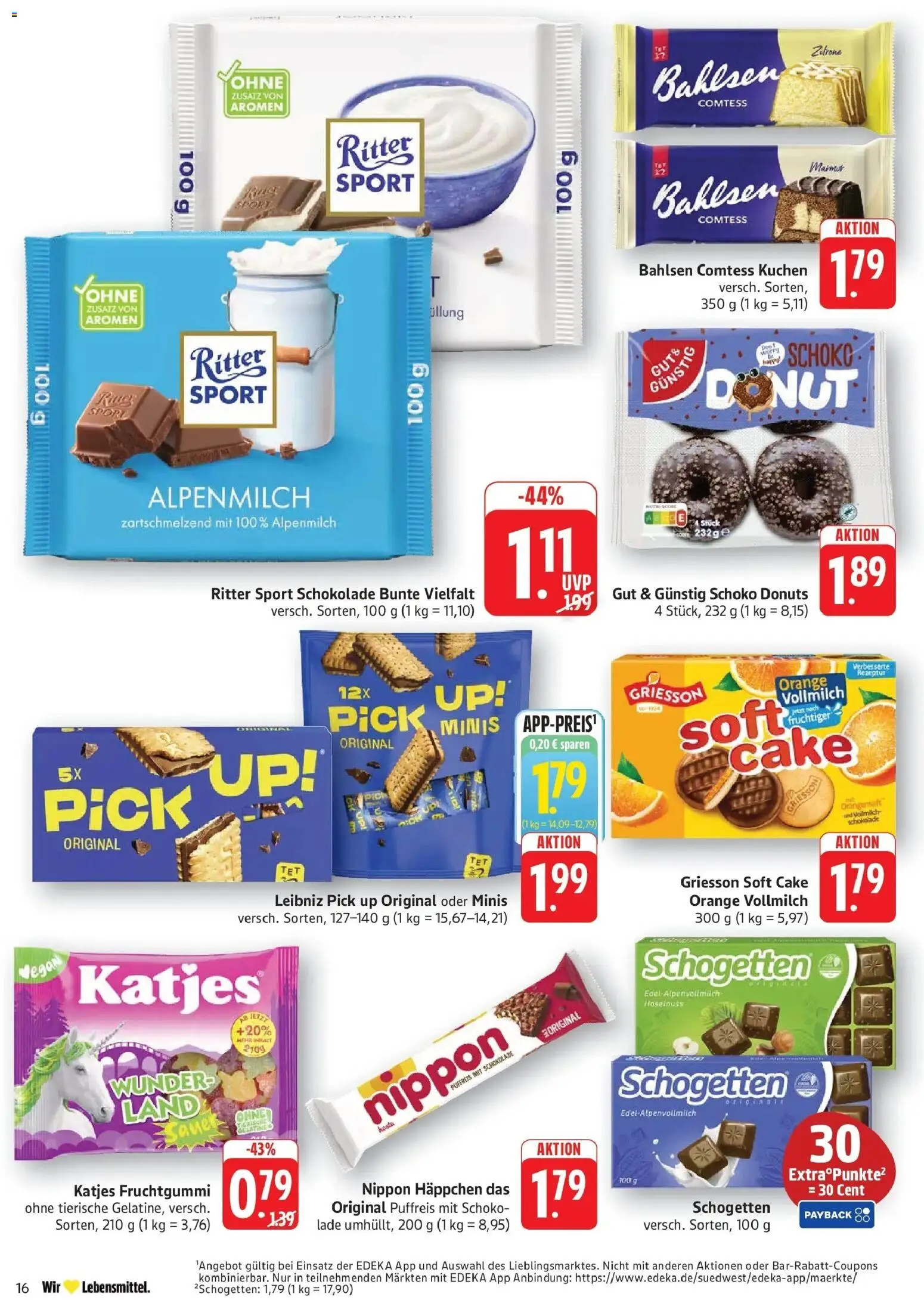 Edeka prospekt Göppingen – gültig ab 13.07.2026 | Seite: 16 | Produkte: Schokolade, Ritter sport, Donuts, Schogetten