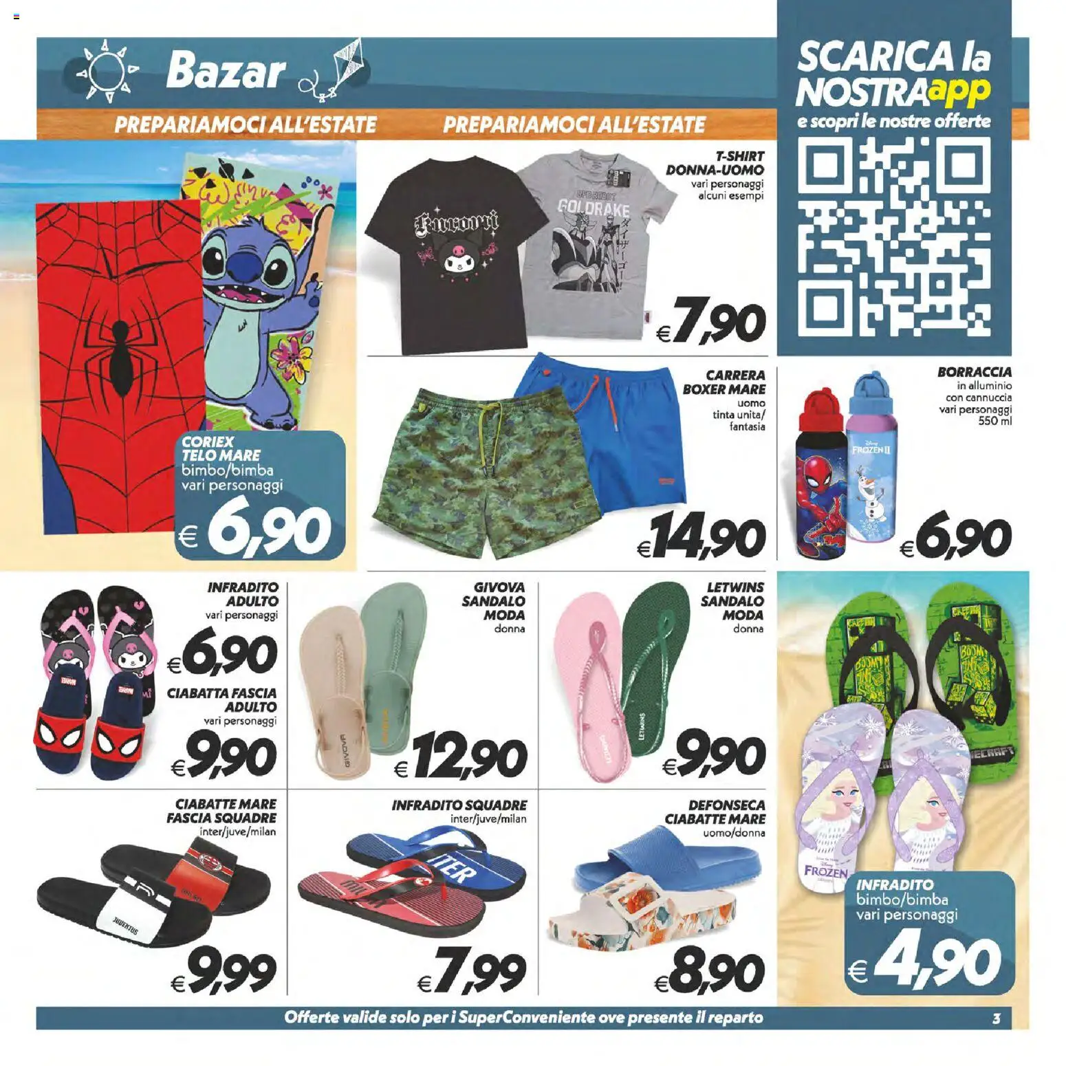 Volantino SuperConveniente del 02/07/2026 | Pagina: 44 | Prodotti: Boxer, Ciabatte, Alluminio, Borraccia