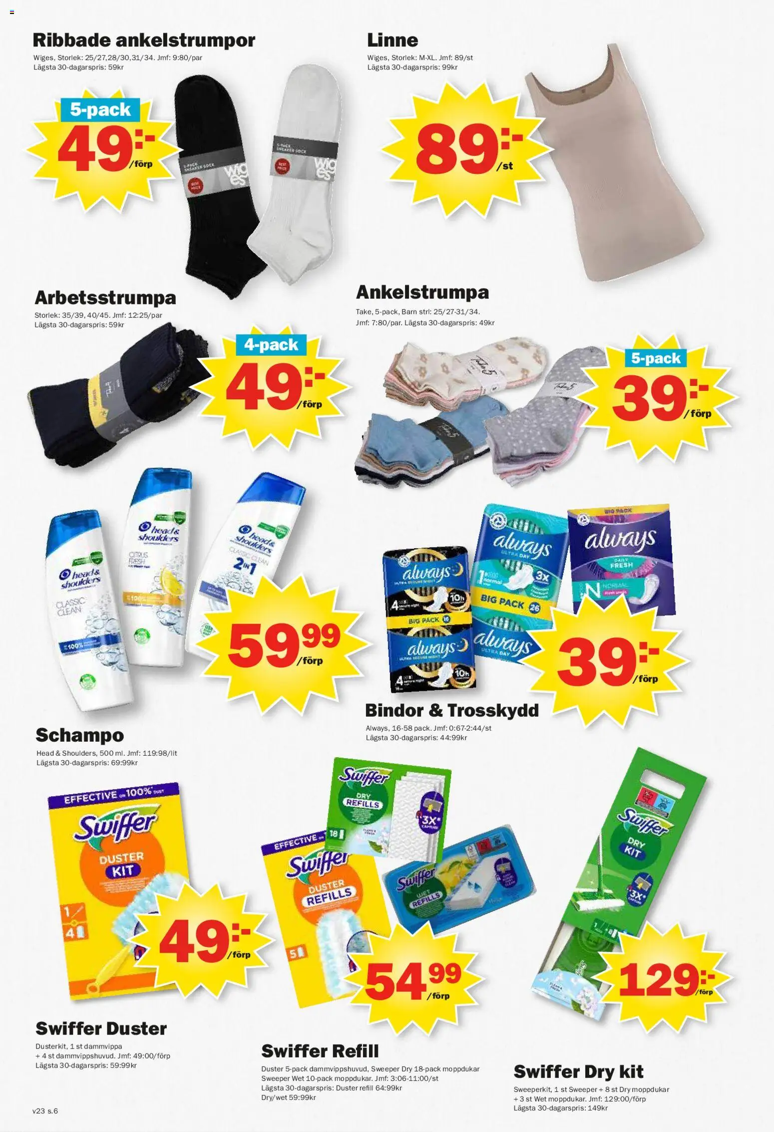Pekås reklamblad aktuell från 01.06.2026 | Sida: 6 | Produkter: Trosskydd, Schampo, Linne, Dammvippa