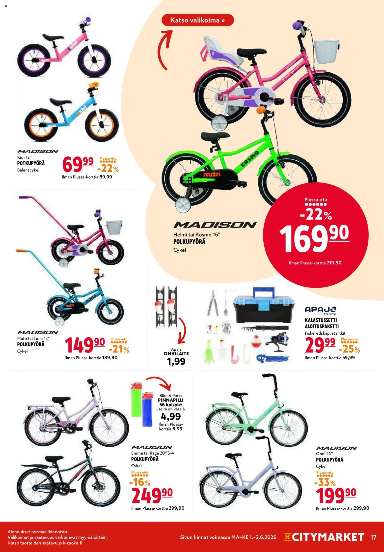 K-Citymarket tarjoukset – voimassa 01.06.2026 alkaen | Sivu: 17 | Tuotteet: Polkupyörä