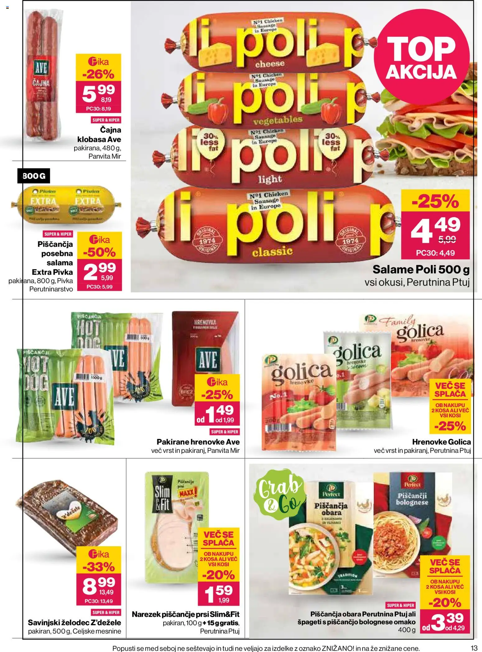 Novi Mercator katalog ponudbe – veljaven od 03.09.2026 | Stran: 13 | Izdelki: Hrenovke, Narezek, Salama, Spageti