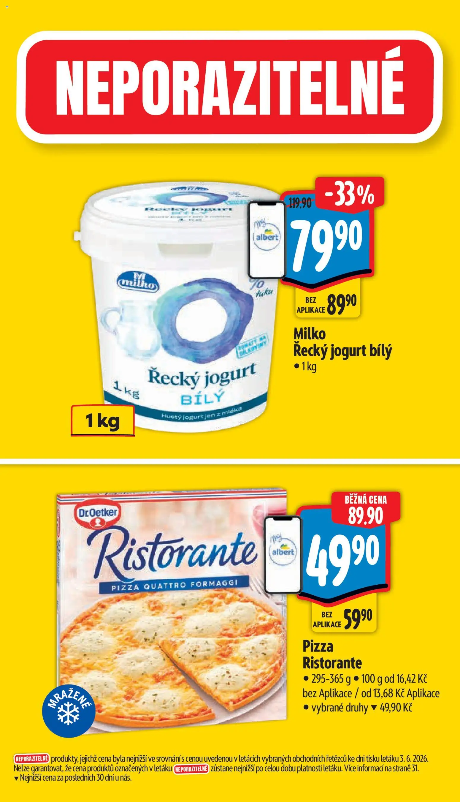 Albert leták - Hypermarket od 10.06.2026 | Strana: 2 | Produkty: Řecký jogurt, Pizza Quattro Formaggi, Pizza, Milko řecký jogurt